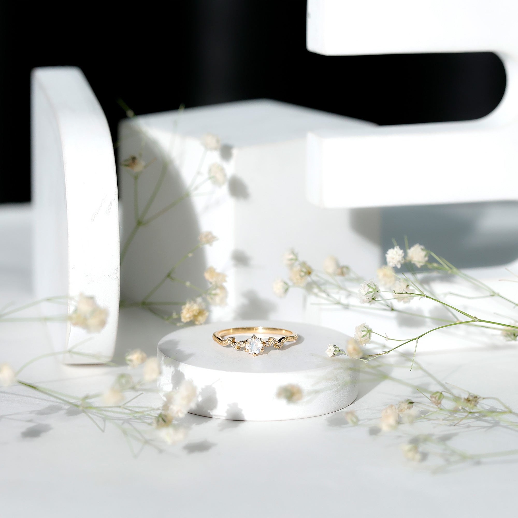 Rosec Jewels-Nature Inspired Moonstone Diamond Promise Ring for Women