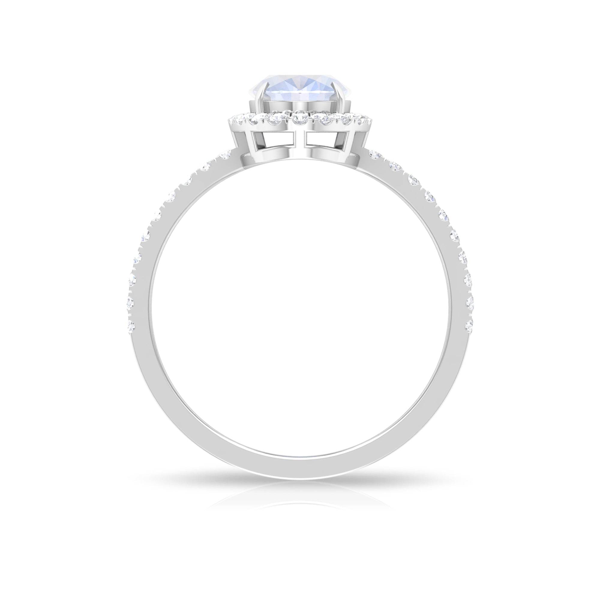 Rosec Jewels-Oval Moonstone Engagement Ring with Diamond Halo