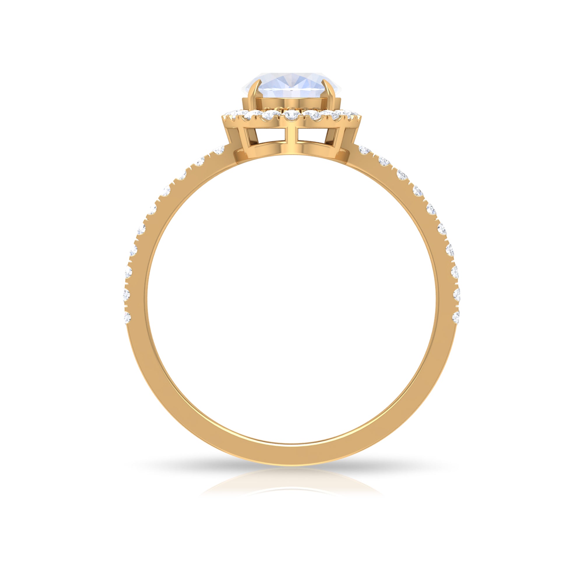 Rosec Jewels-Oval Moonstone Engagement Ring with Diamond Halo