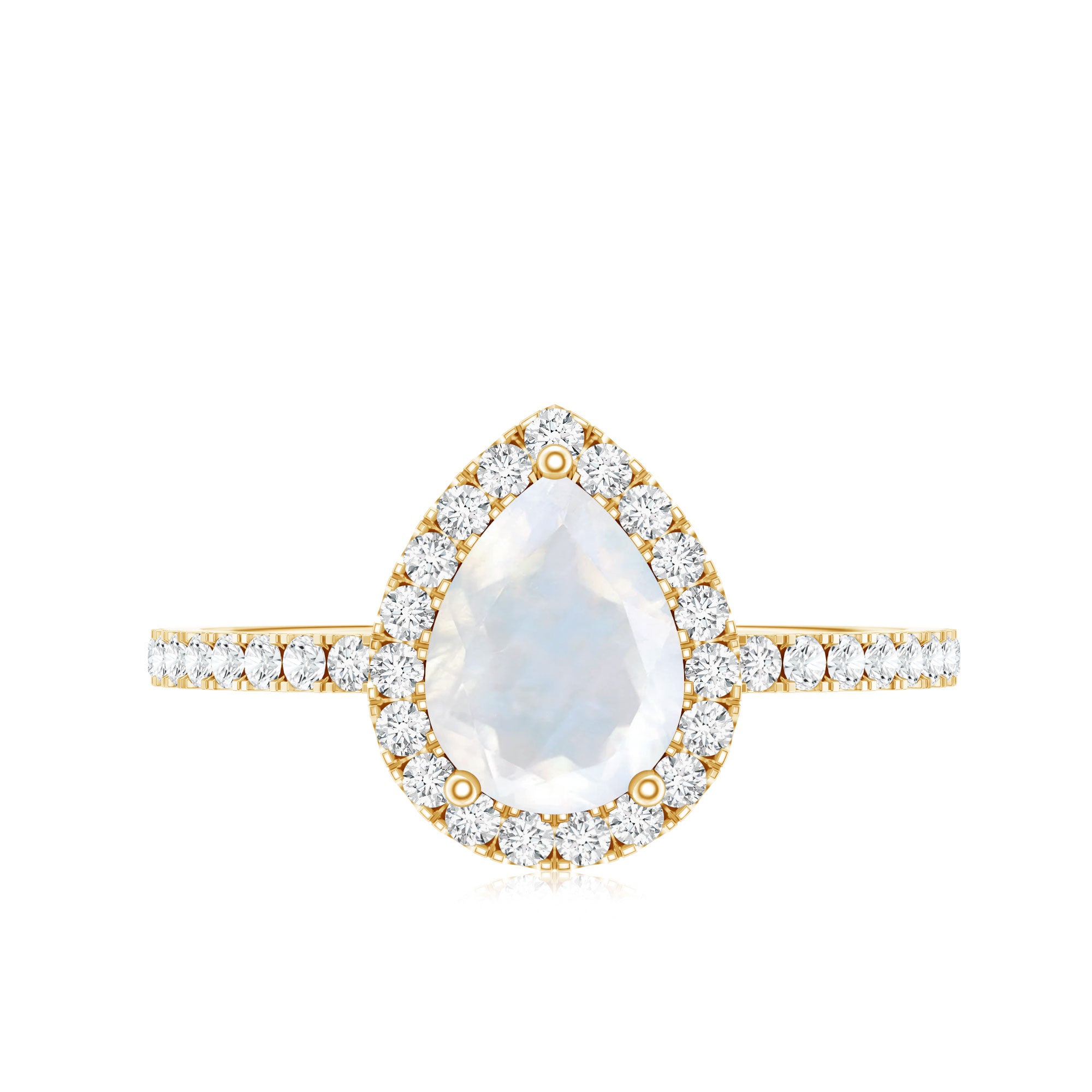 1.25 CT Pear Cut Moonstone Solitaire Simple Engagement Ring with Diamond Accent AAA - Rosec Jewels
