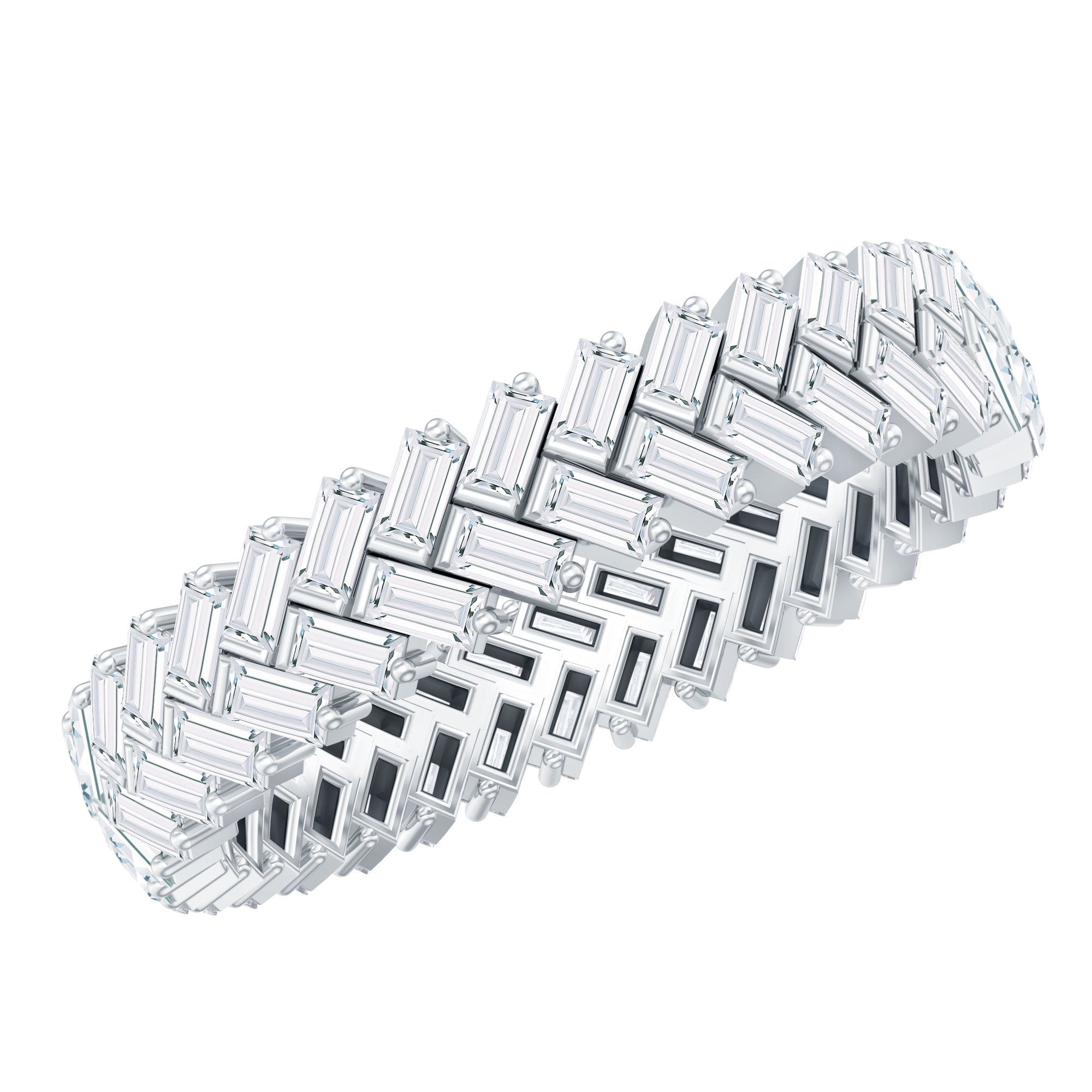 Baguette Cut Moissanite Eternity Band Ring D-VS1 - Rosec Jewels