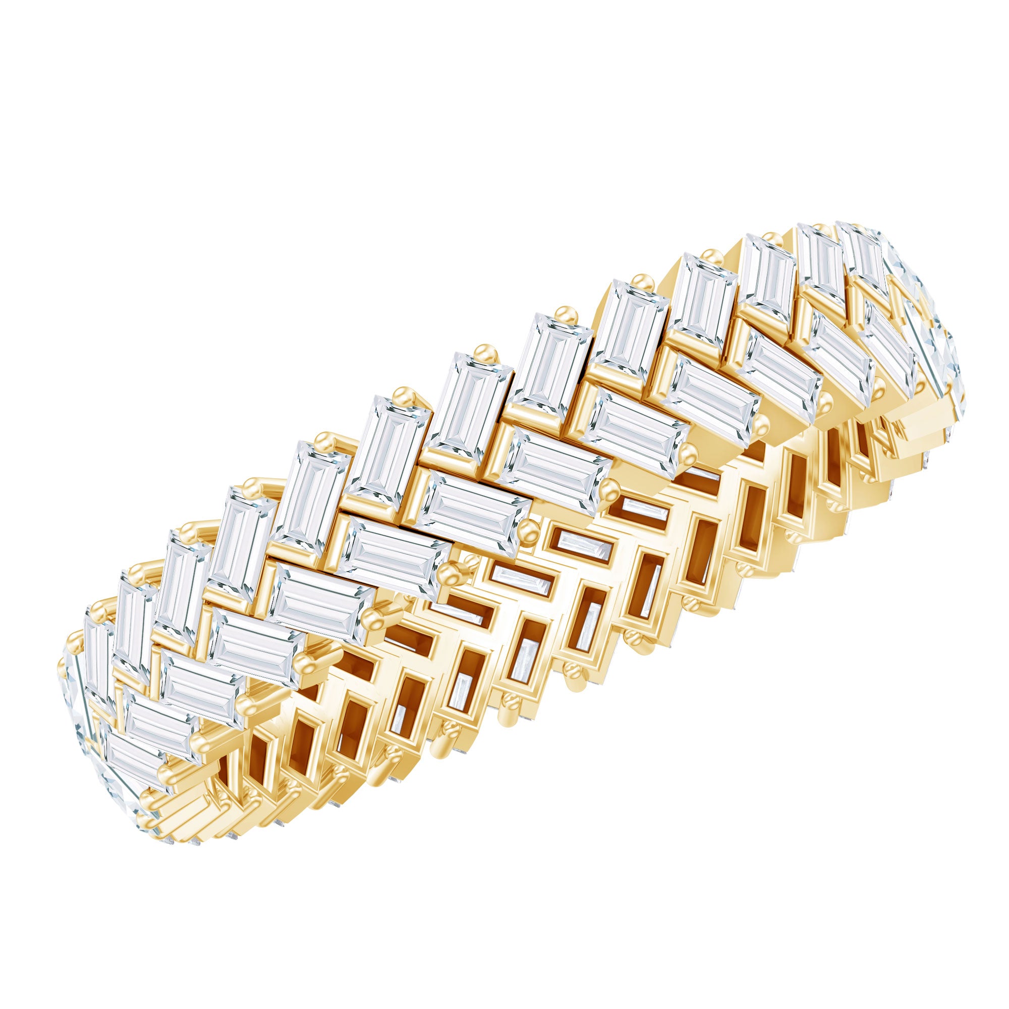 Baguette Cut Moissanite Eternity Band Ring D-VS1 - Rosec Jewels