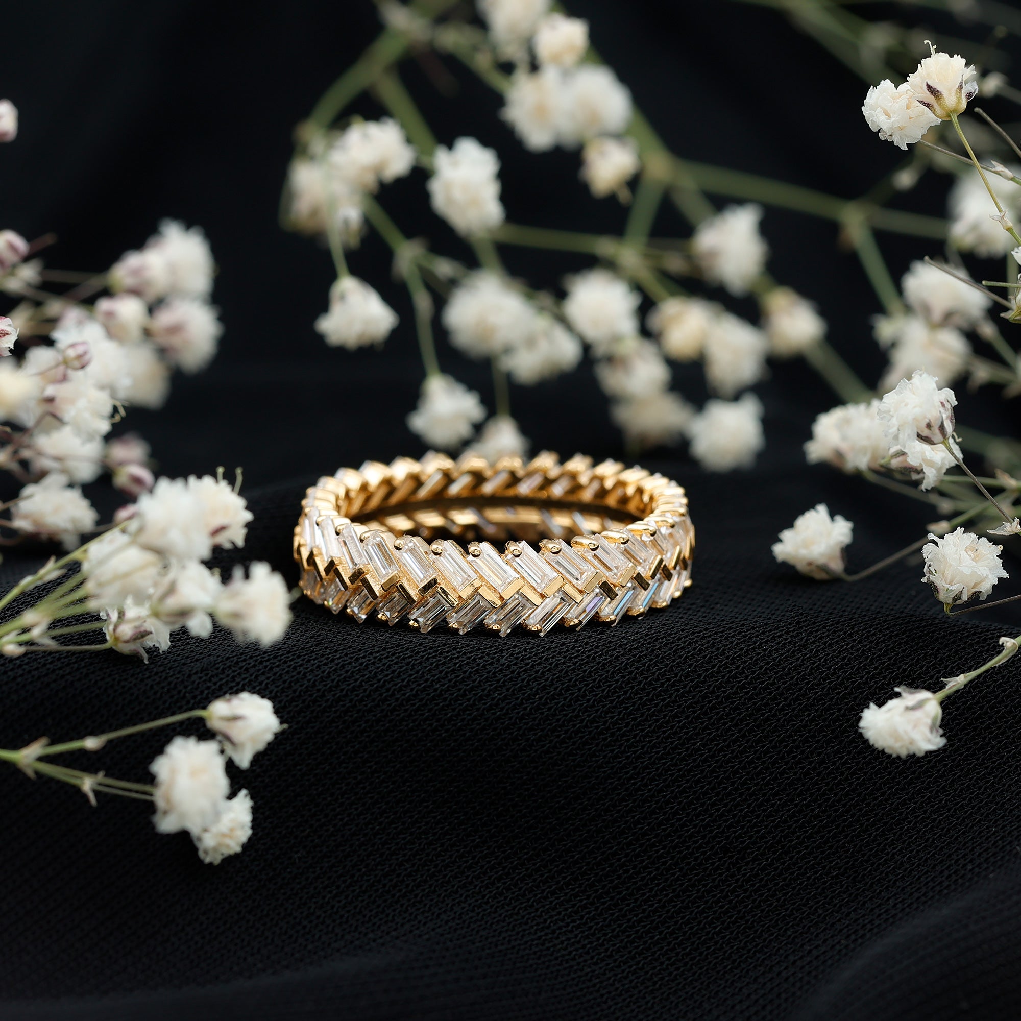 Baguette Cut Moissanite Eternity Band Ring D-VS1 - Rosec Jewels