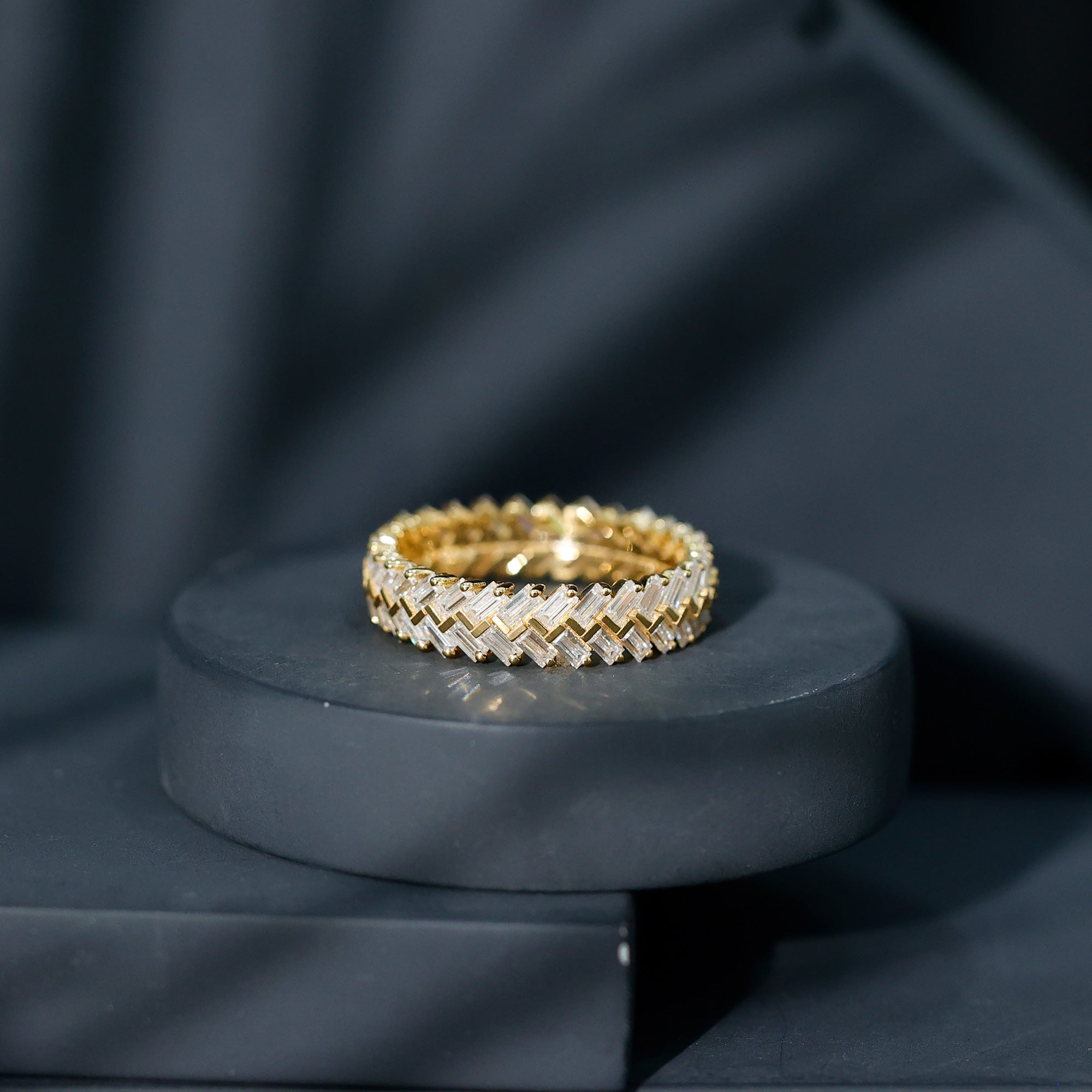Baguette Cut Moissanite Eternity Band Ring D-VS1 - Rosec Jewels