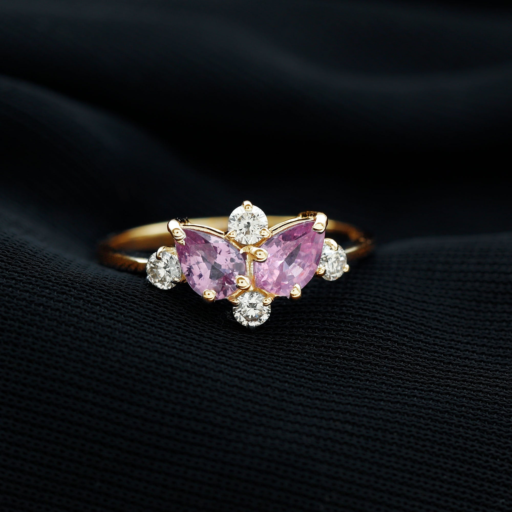 1.5 CT Lab Created Pink Sapphire and Diamond Cluster Ring in Prong Setting Lab Created Pink Sapphire - ( AAAA ) - Quality - Rosec Jewels
