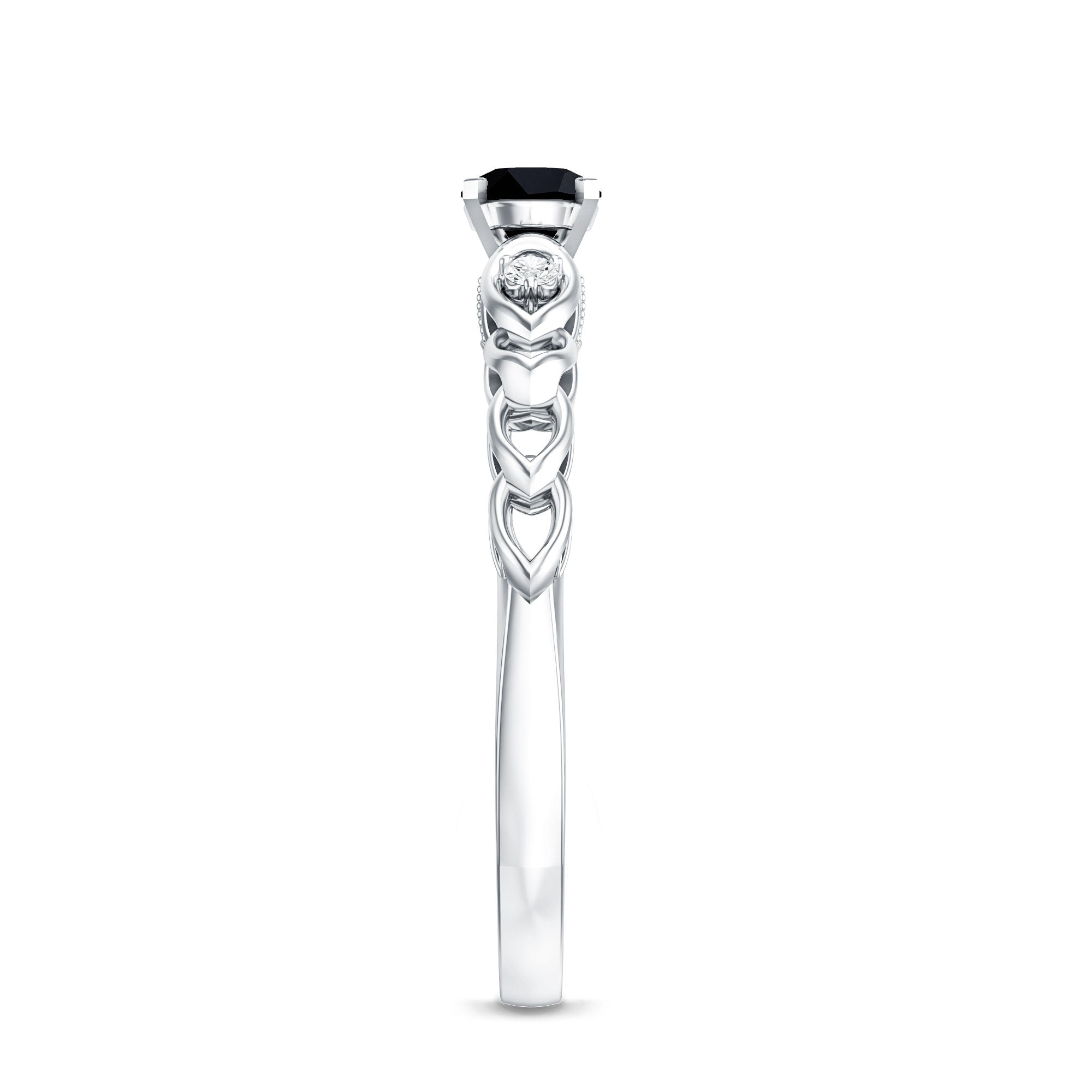 Certified 0.84 Carat Lab Grown Black Diamond Promise Ring with White Diamond AAAA ( Synthetic ) - Rosec Jewels