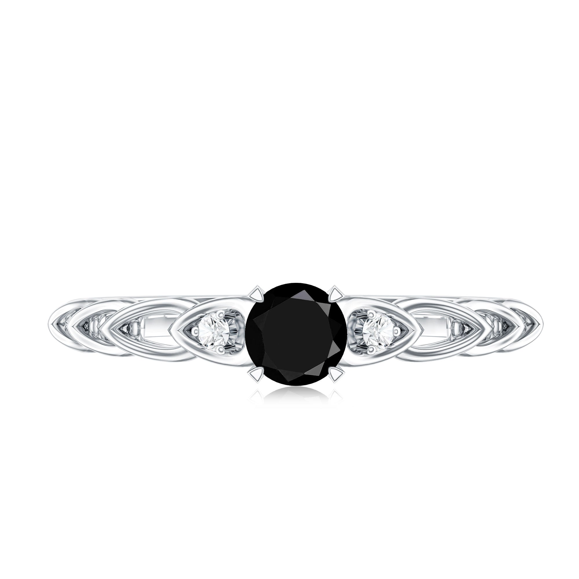 Certified 0.84 Carat Lab Grown Black Diamond Promise Ring with White Diamond AAAA ( Synthetic ) - Rosec Jewels