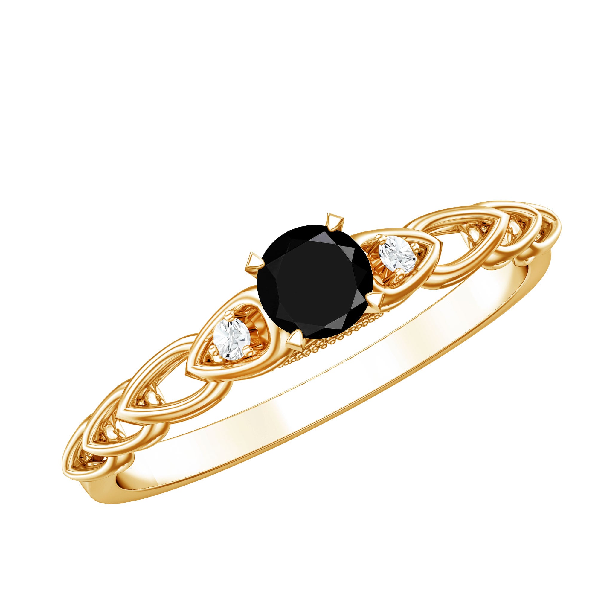 Certified 0.84 Carat Lab Grown Black Diamond Promise Ring with White Diamond AAAA ( Synthetic ) - Rosec Jewels