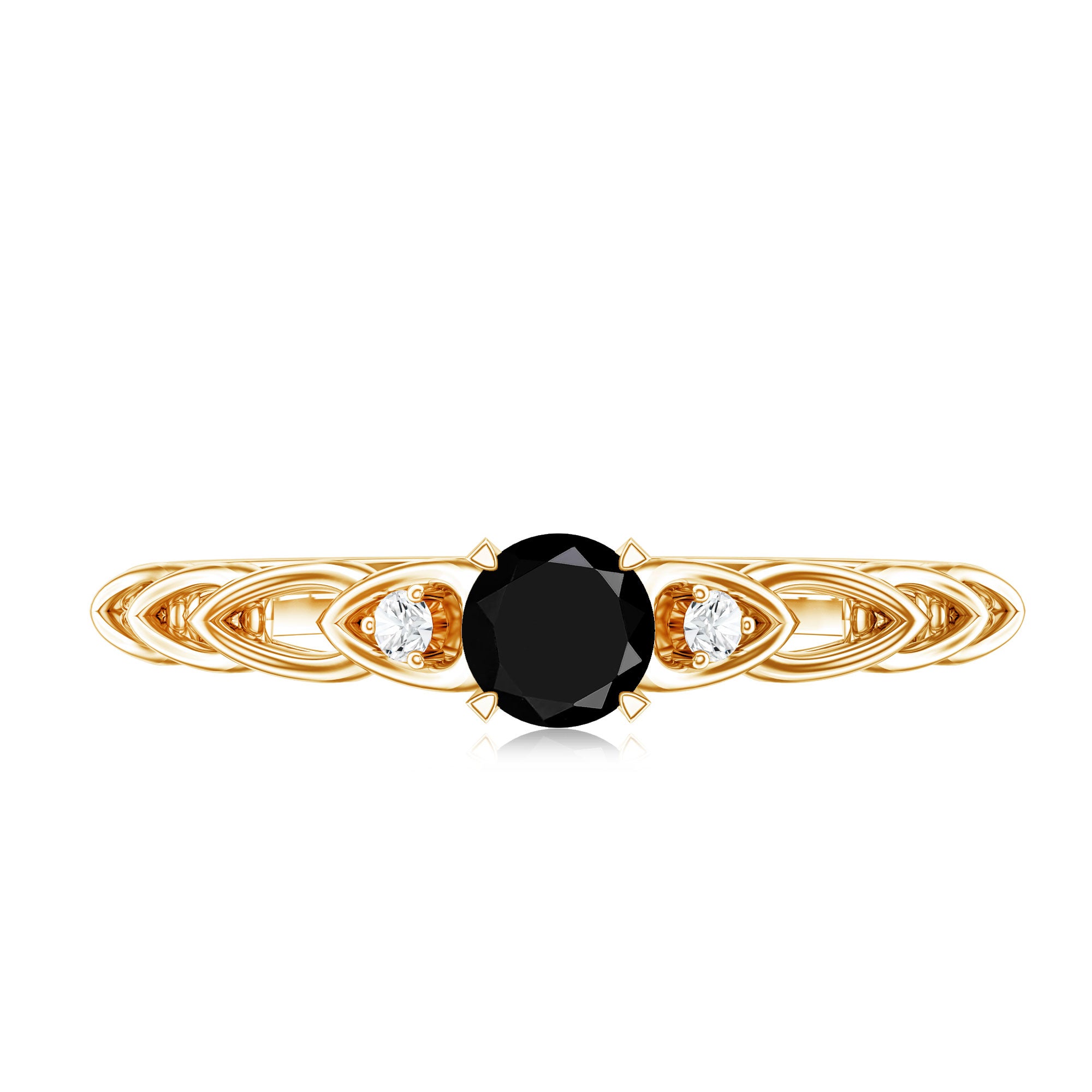 Certified 0.84 Carat Lab Grown Black Diamond Promise Ring with White Diamond AAAA ( Synthetic ) - Rosec Jewels