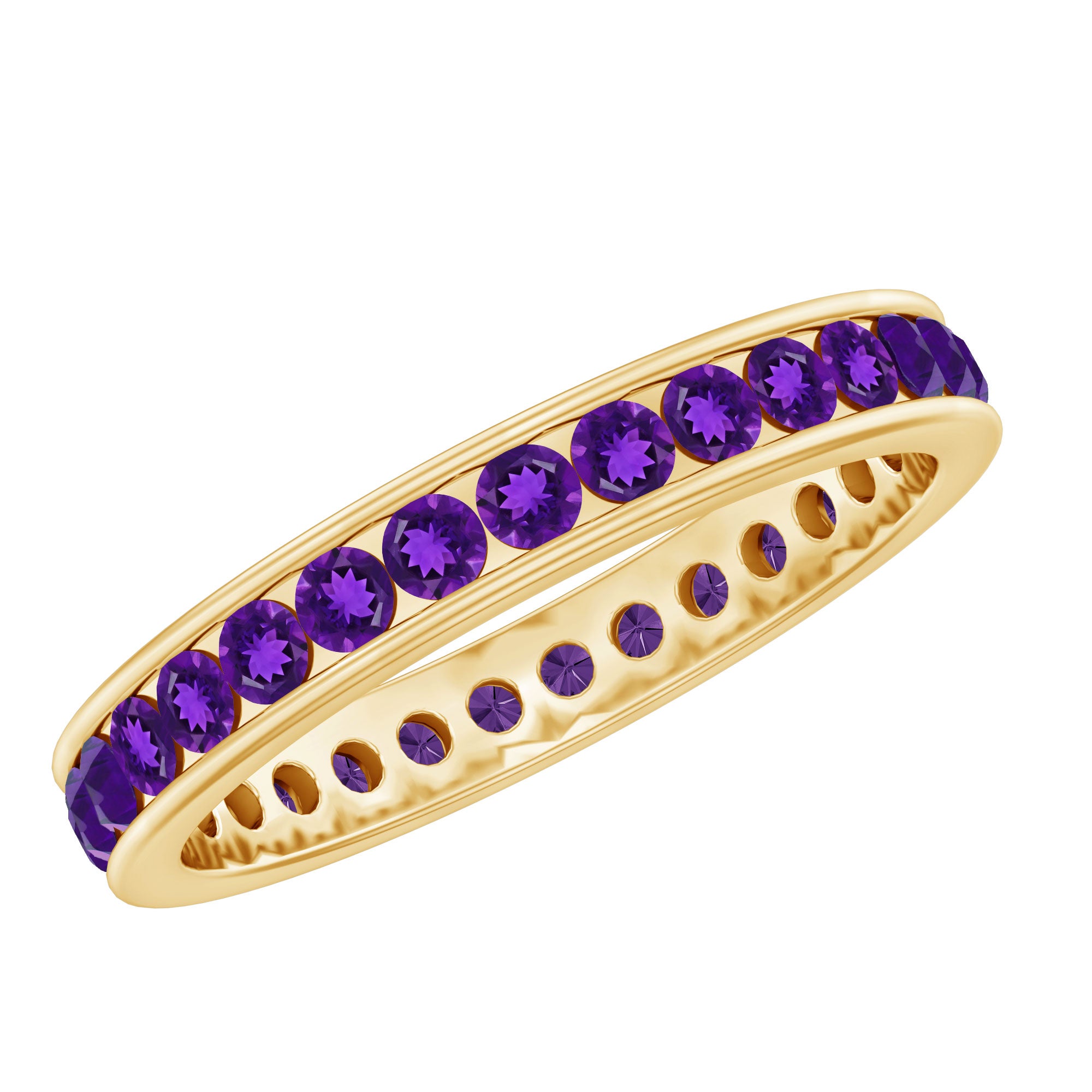 Genuine Amethyst Channel Set Eternity Ring for Women AAA - Rosec Jewels