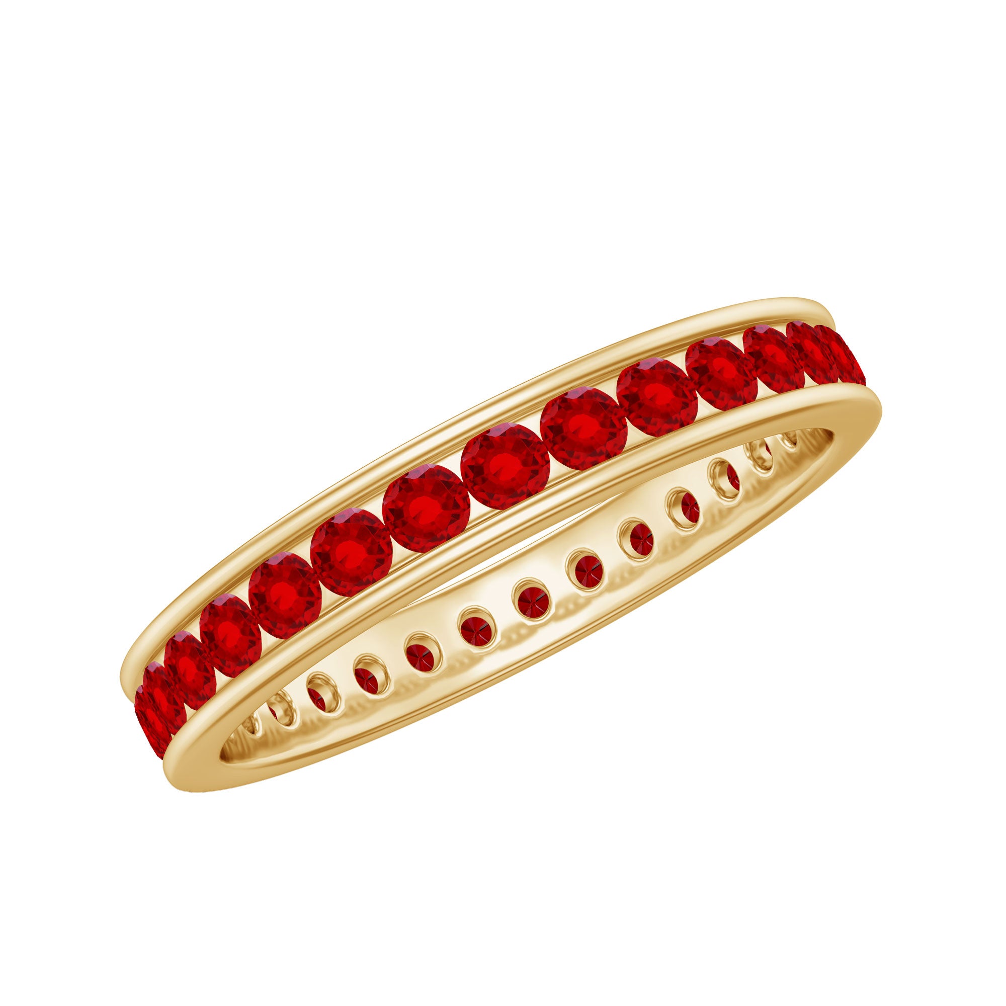Channel Set Round Lab Created Ruby Eternity Band Ring for Women AAAA - Rosec Jewels