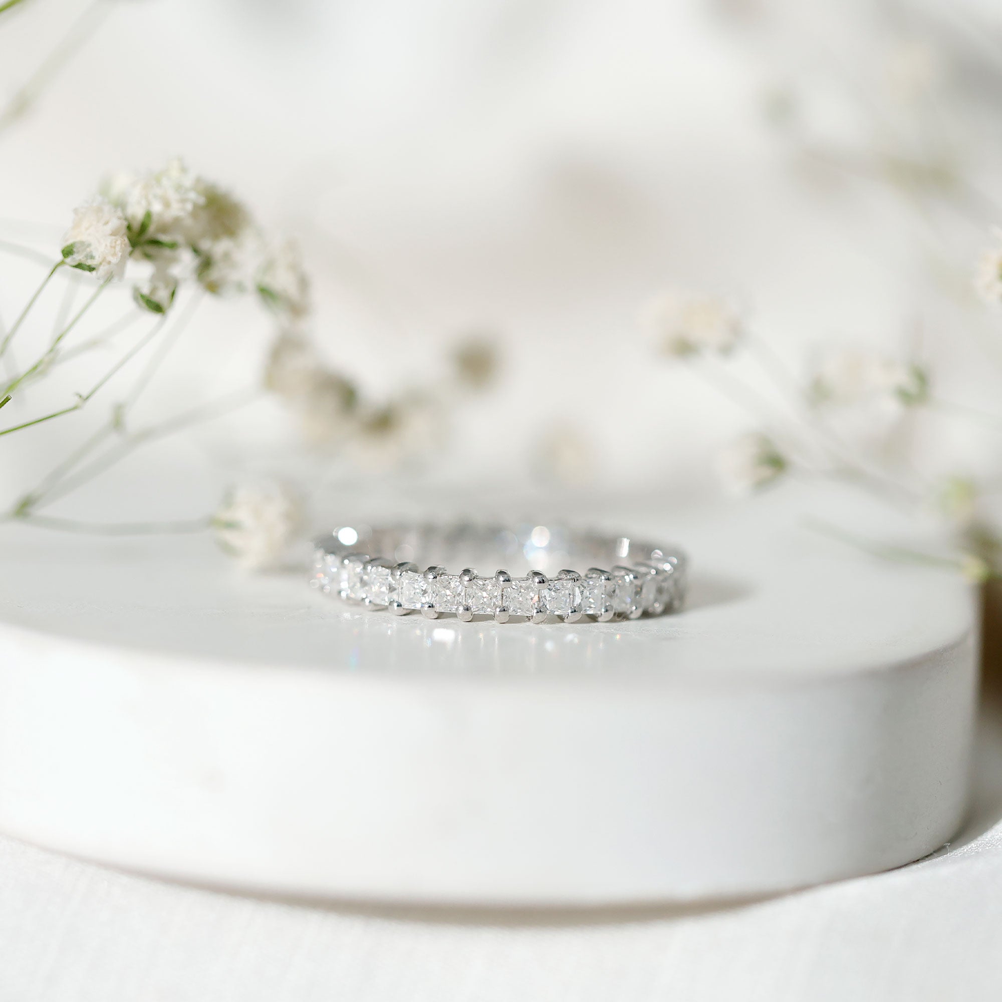 Princess Cut Moissanite Stackable Eternity Band Ring D-VS1 - Rosec Jewels