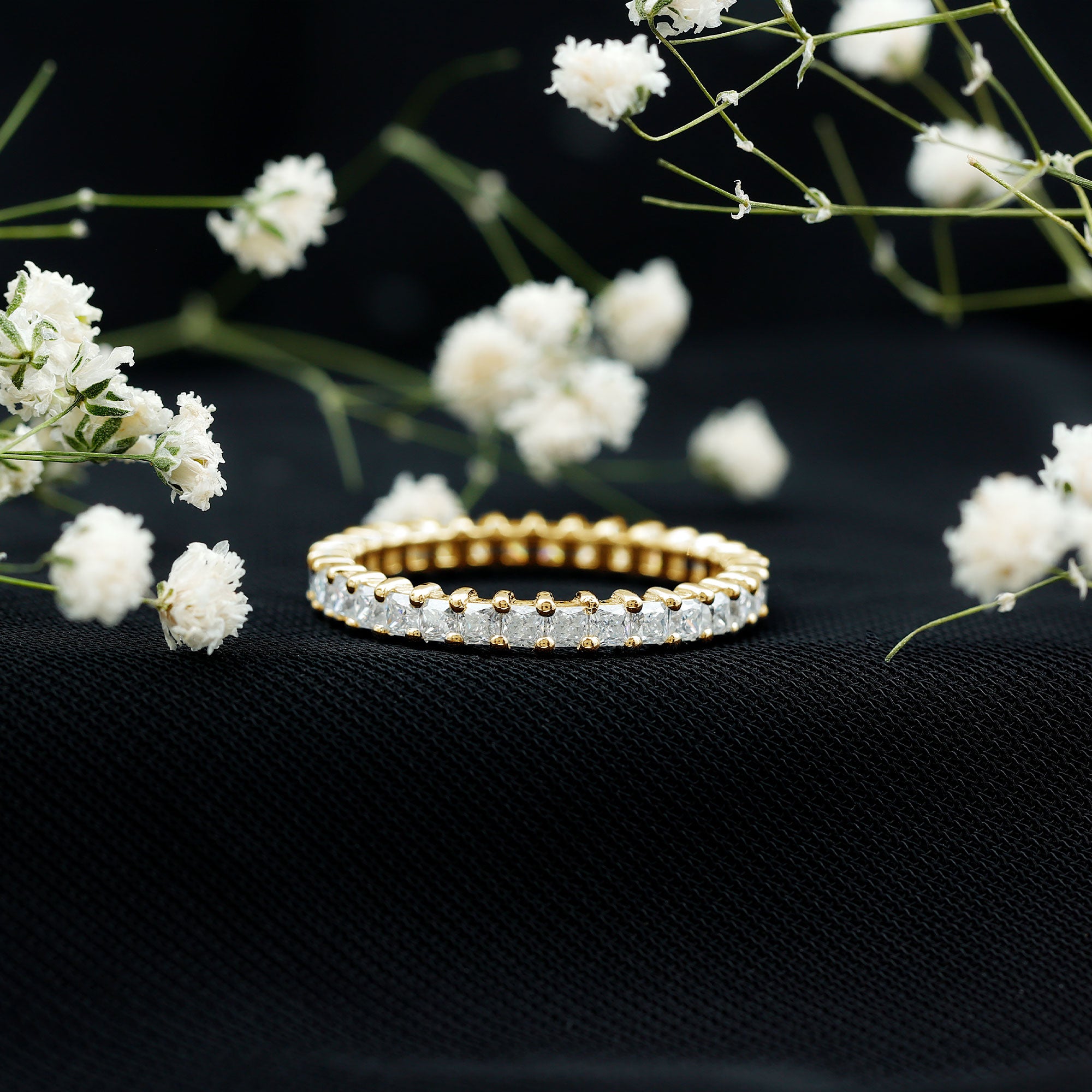 Princess Cut Moissanite Stackable Eternity Band Ring D-VS1 - Rosec Jewels