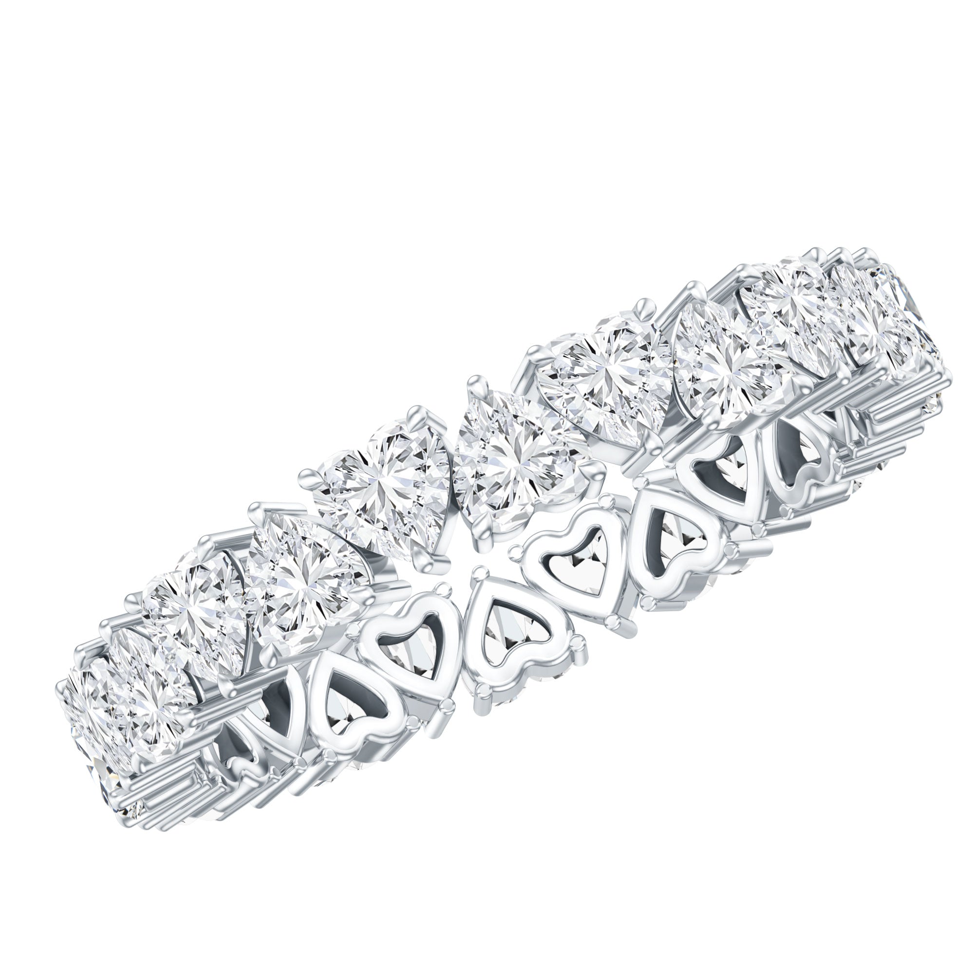 Claw Set Moissanite Heart Wedding Band for Women D-VS1 - Rosec Jewels