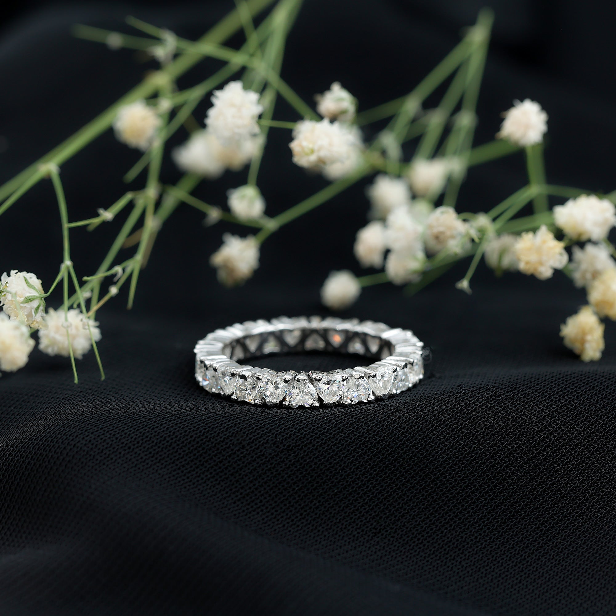 Claw Set Moissanite Heart Wedding Band for Women D-VS1 - Rosec Jewels
