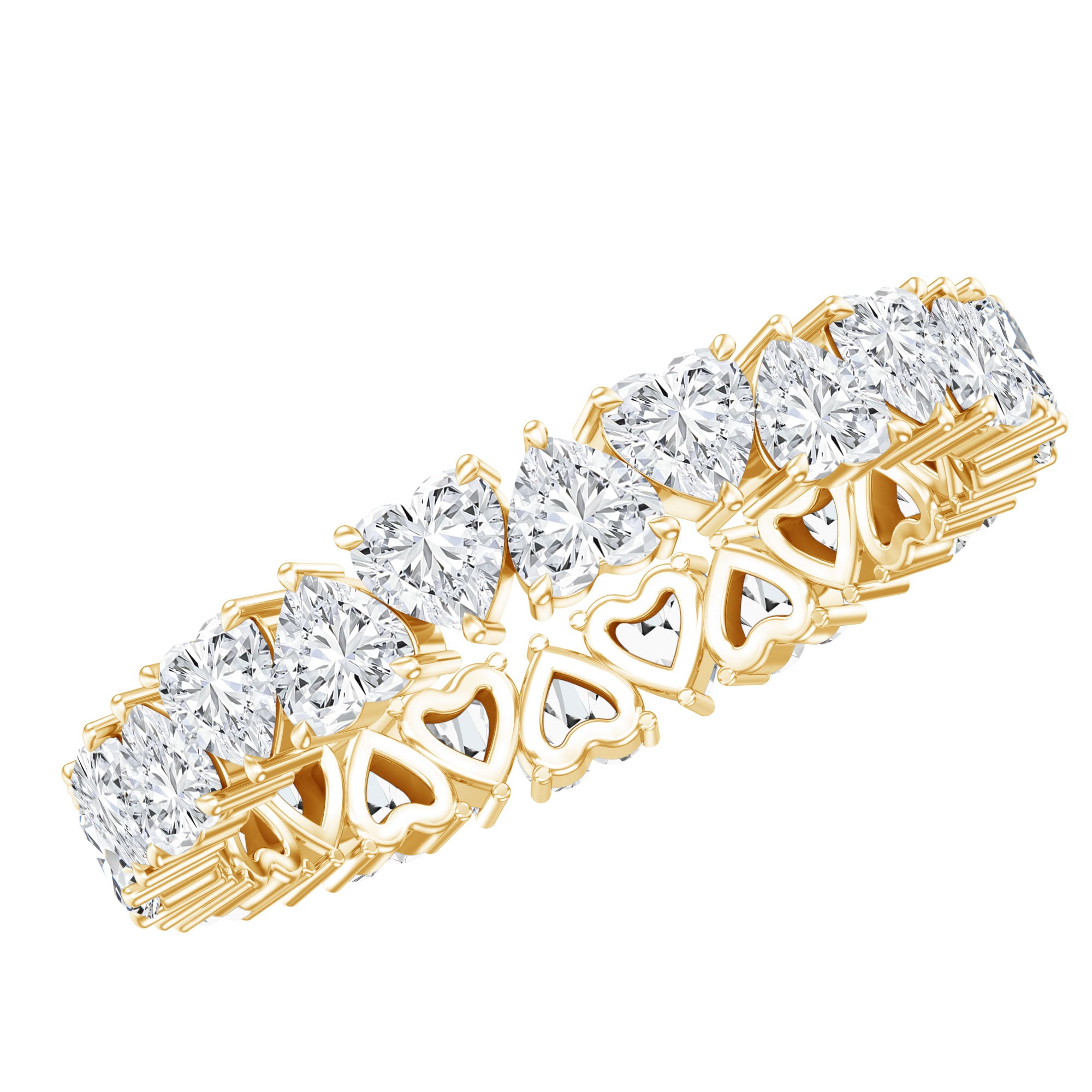 Claw Set Moissanite Heart Wedding Band for Women D-VS1 - Rosec Jewels