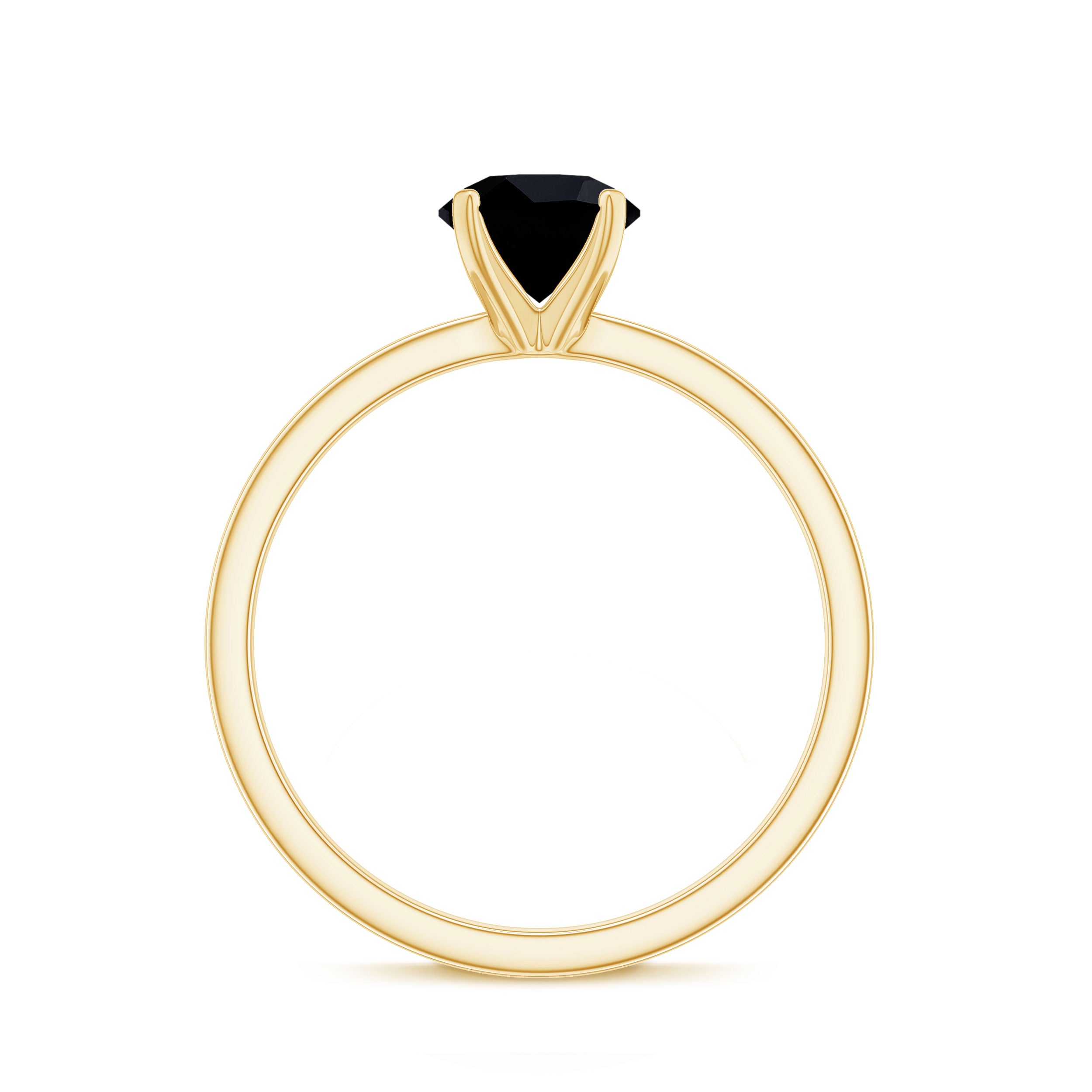 Natural 2 Carat Black Onyx Engagement Ring For Women AAA - Rosec Jewels