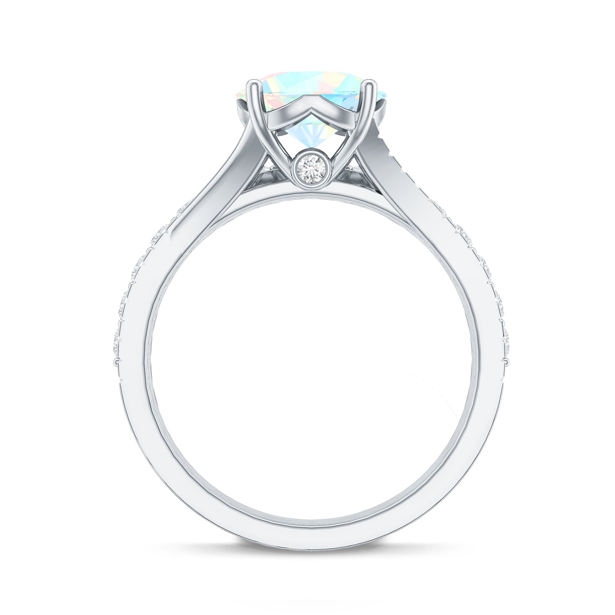 Natural Ethiopian Opal Split Shank Engagement Ring with Wedding Band AAA - Rosec Jewels
