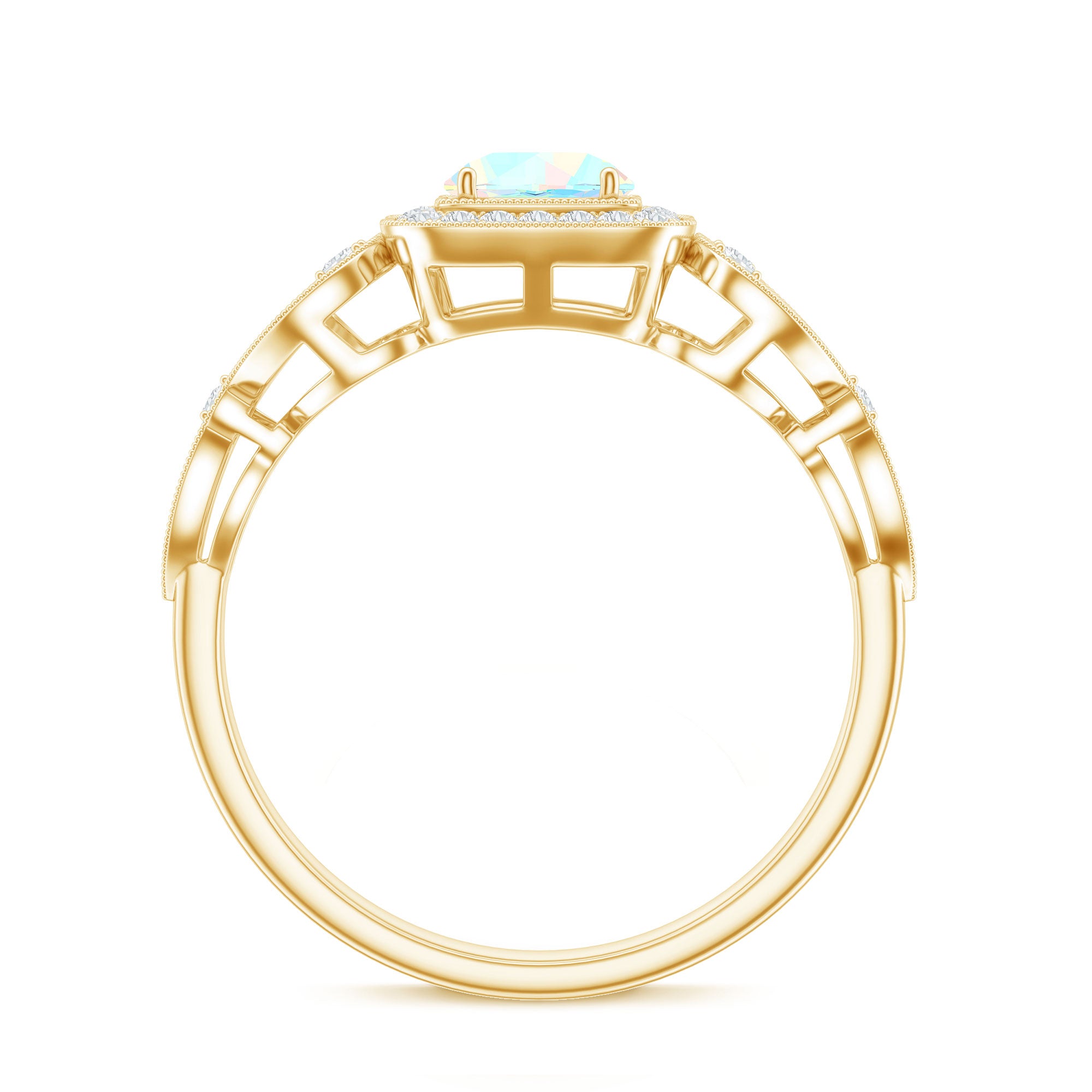 Certified Real Ethiopian Opal Retro Engagement Ring with Diamond AAA - Rosec Jewels