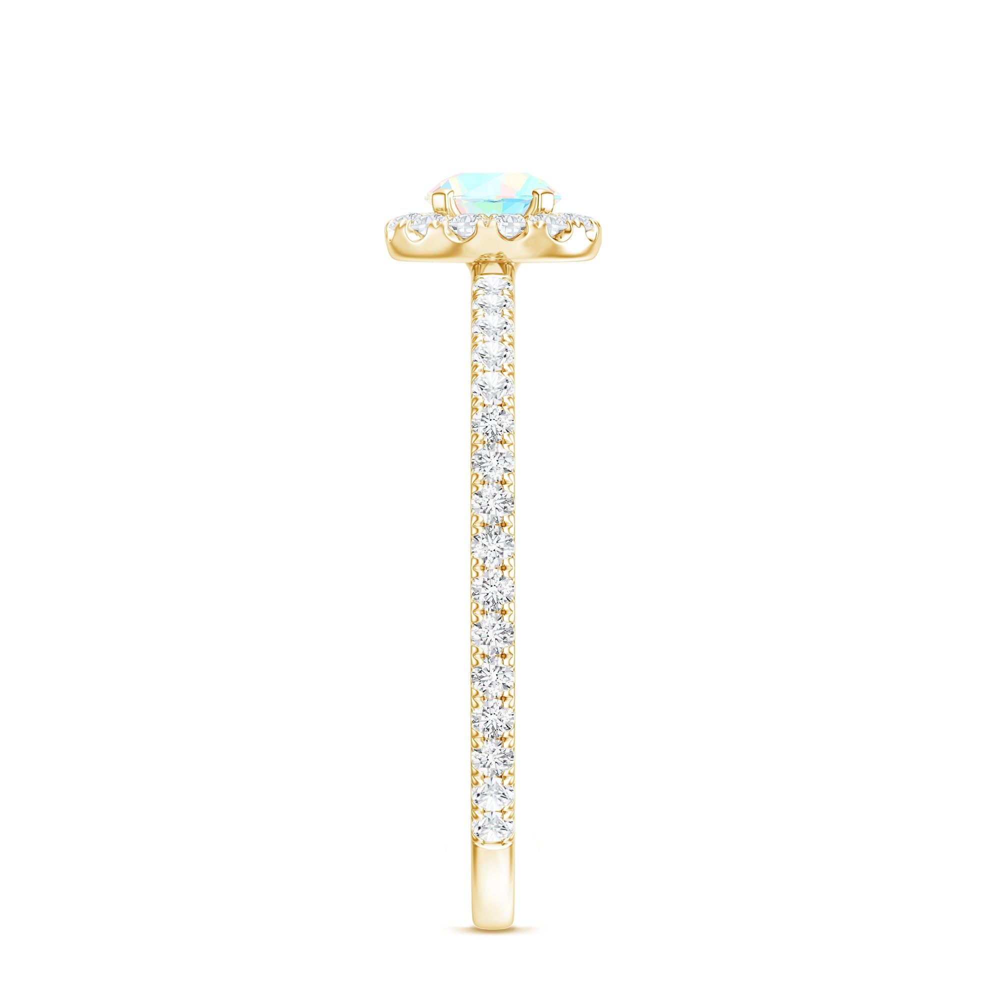 Natural Opalescent Promise Engagement Ring with Diamond Halo AAA - Rosec Jewels