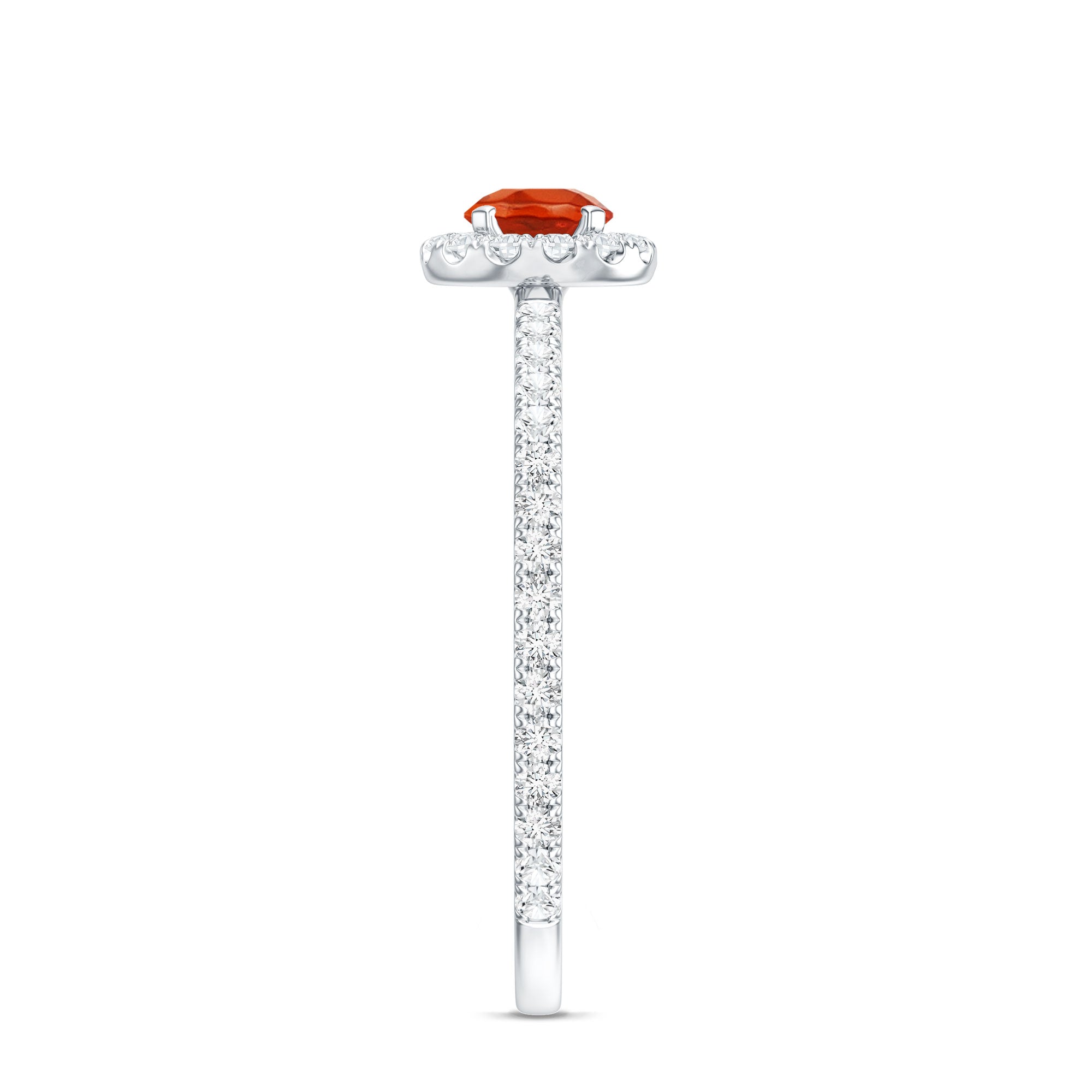 Rosec Jewels-Round Fire Opal Minimal Engagement Ring with Diamond