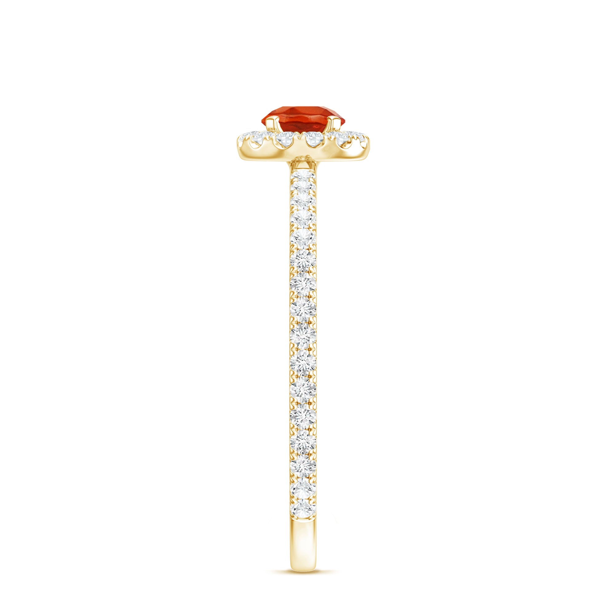 Rosec Jewels-Round Fire Opal Minimal Engagement Ring with Diamond