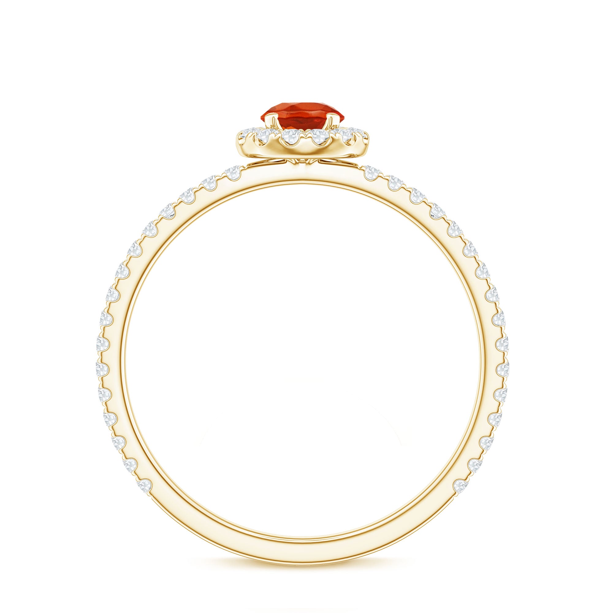 Rosec Jewels-Round Fire Opal Minimal Engagement Ring with Diamond