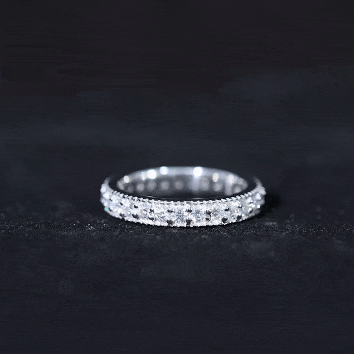 Moissanite Band Ring with Milgrain Detailing D-VS1 - Rosec Jewels