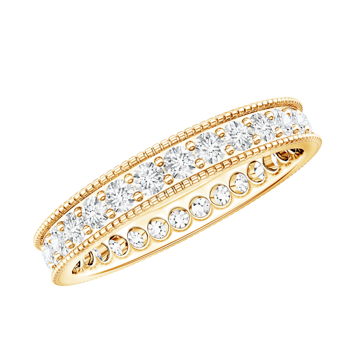 Moissanite Band Ring with Milgrain Detailing D-VS1 - Rosec Jewels