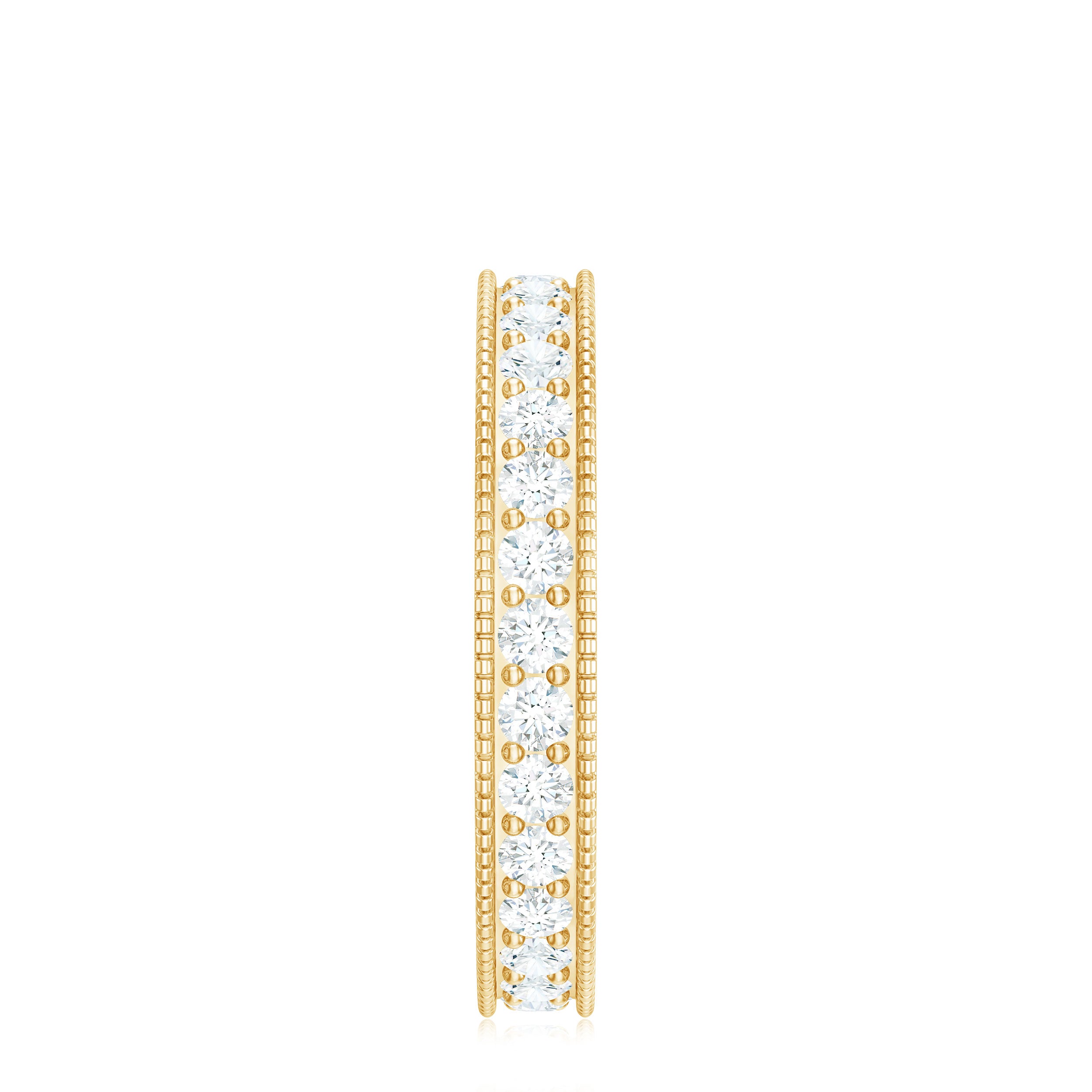 Moissanite Band Ring with Milgrain Detailing D-VS1 - Rosec Jewels