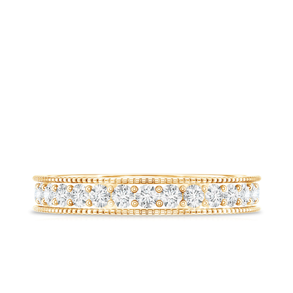 Moissanite Band Ring with Milgrain Detailing D-VS1 - Rosec Jewels
