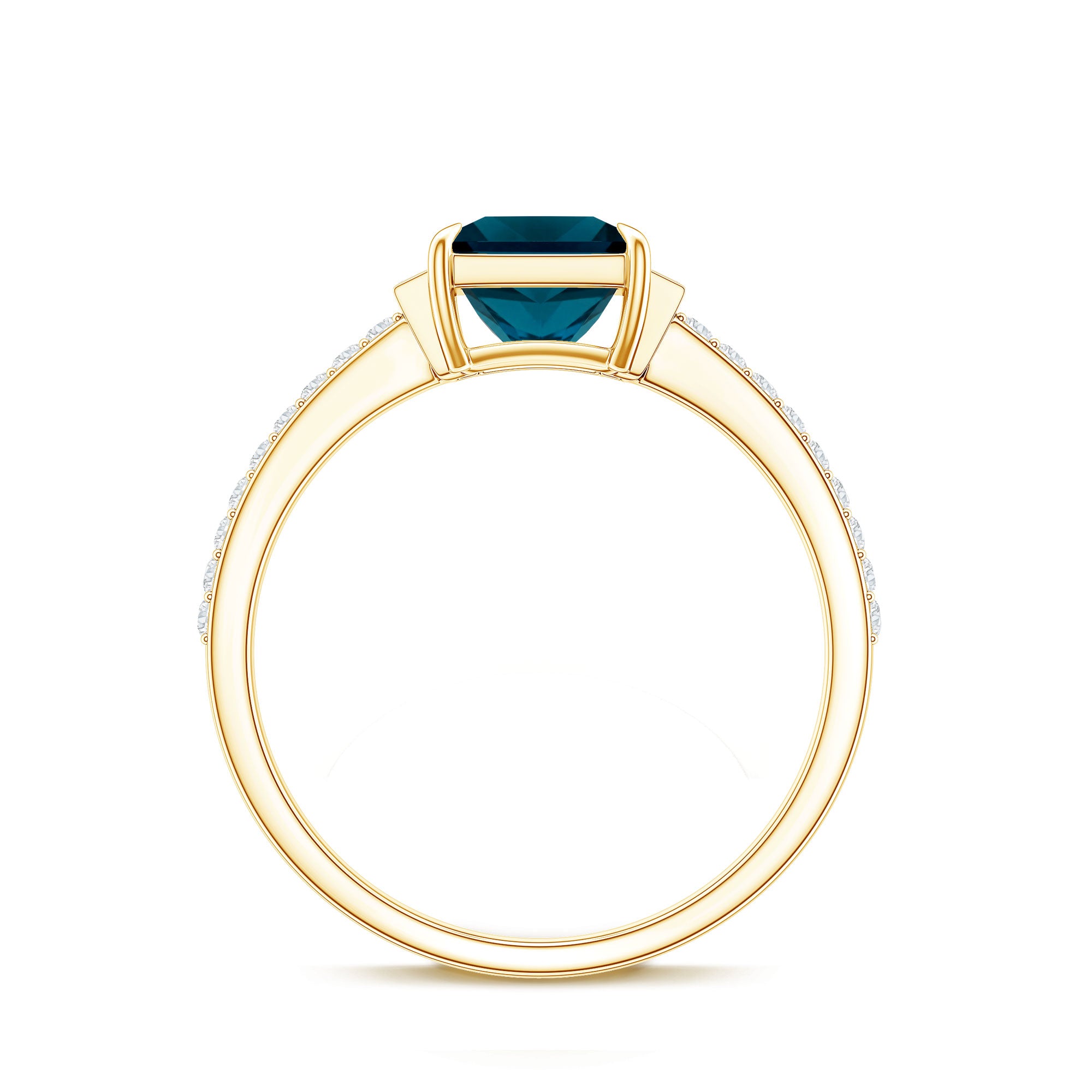 6mm Princess Cut London Blue Topaz Classic Engagement Ring with Diamond AAA - Rosec Jewels