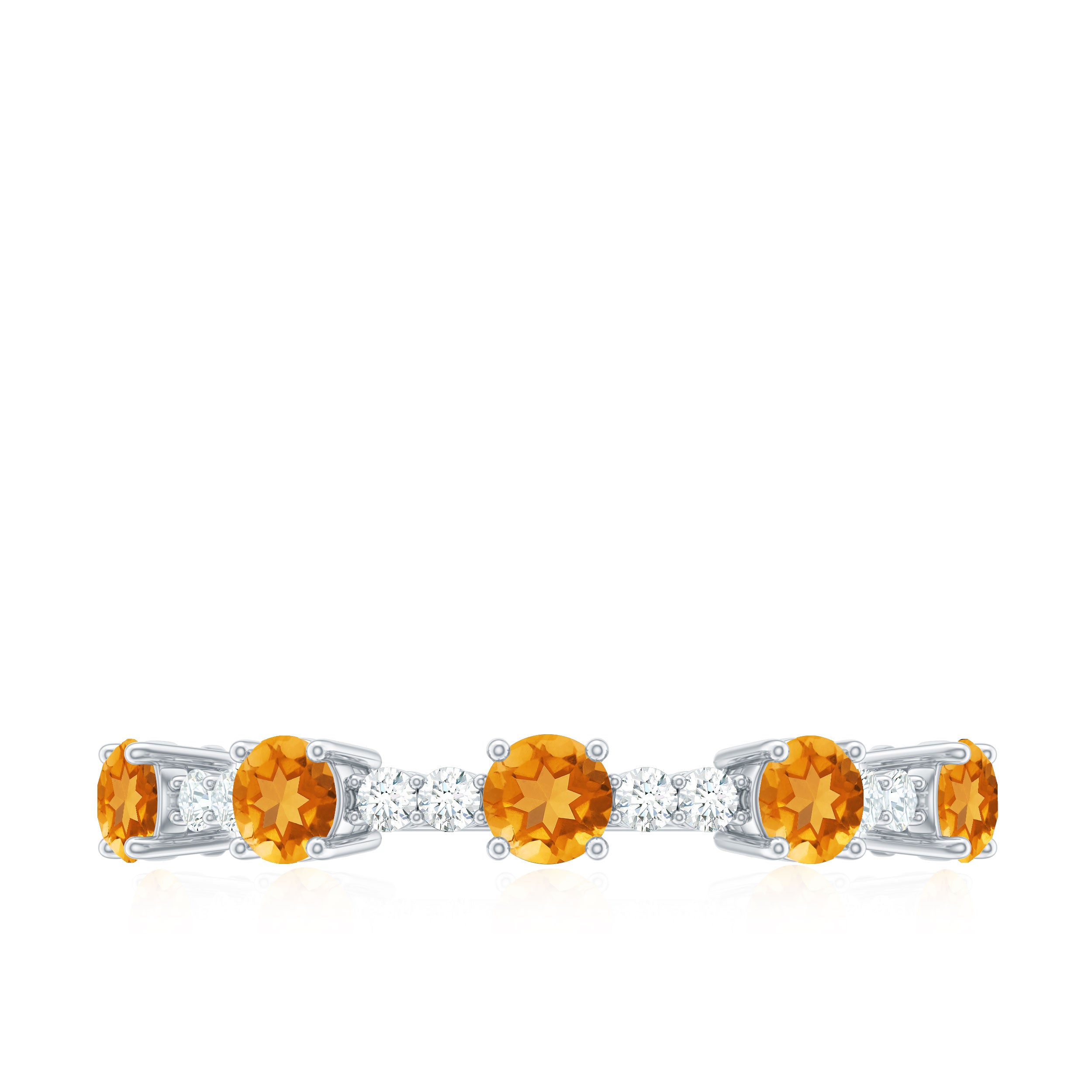 Rosec Jewels-Natural Citrine Diamond Half Eternity Ring for Anniversary
