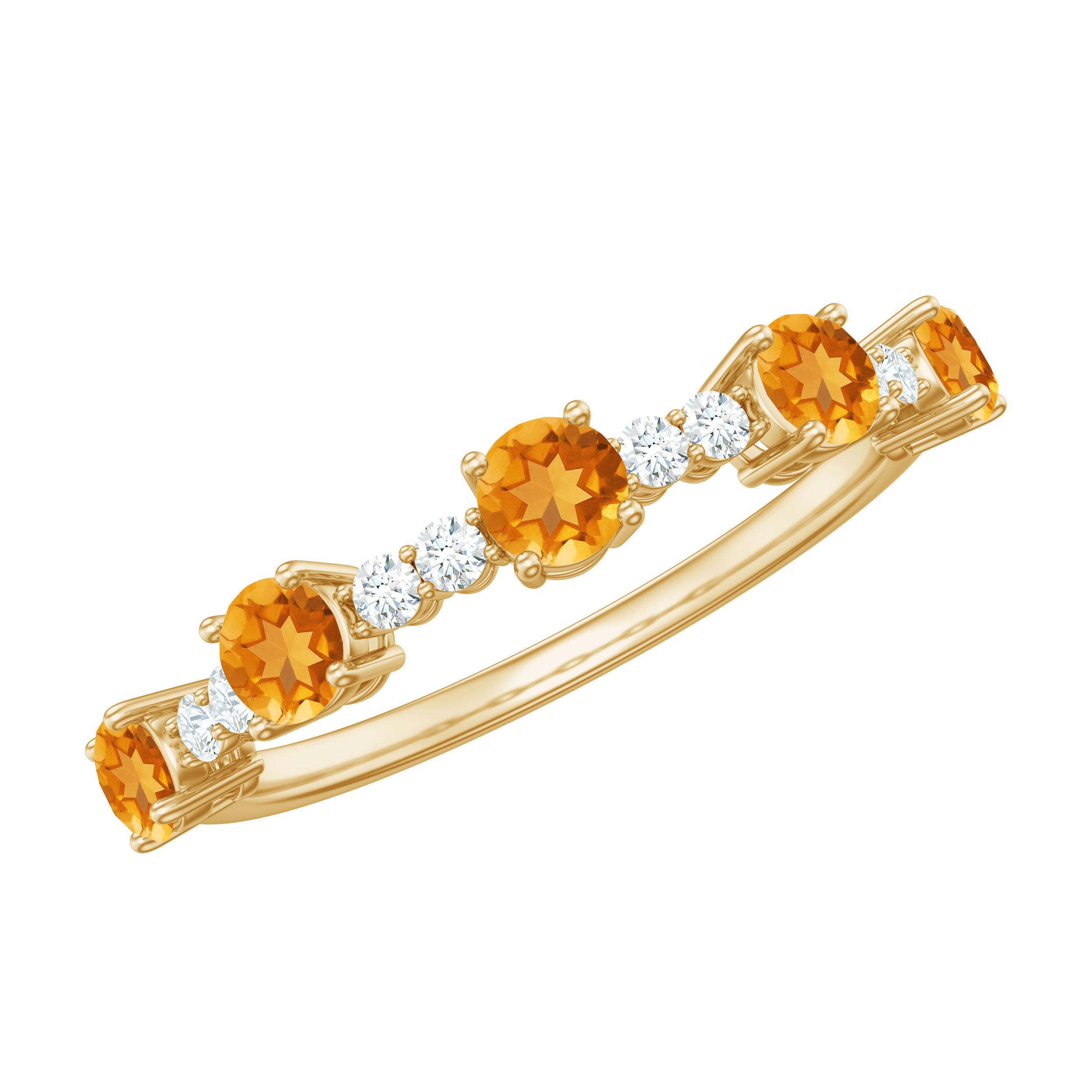 Rosec Jewels-Natural Citrine Diamond Half Eternity Ring for Anniversary