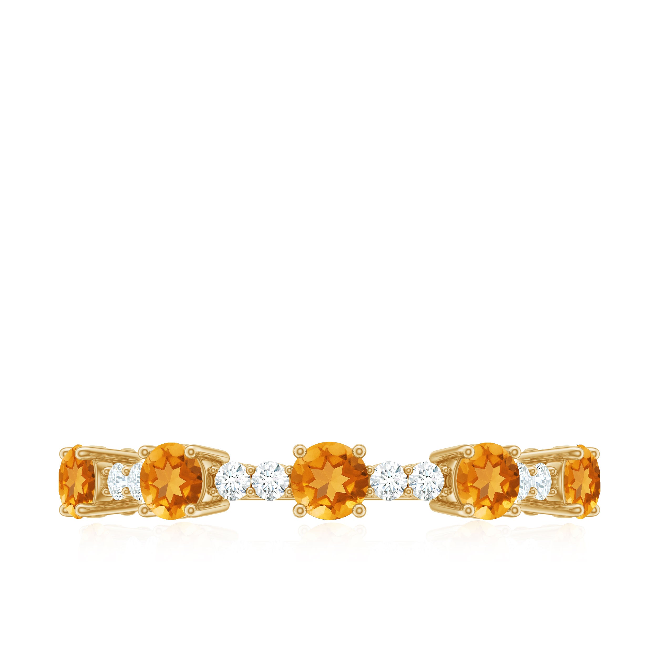 Rosec Jewels-Natural Citrine Diamond Half Eternity Ring for Anniversary