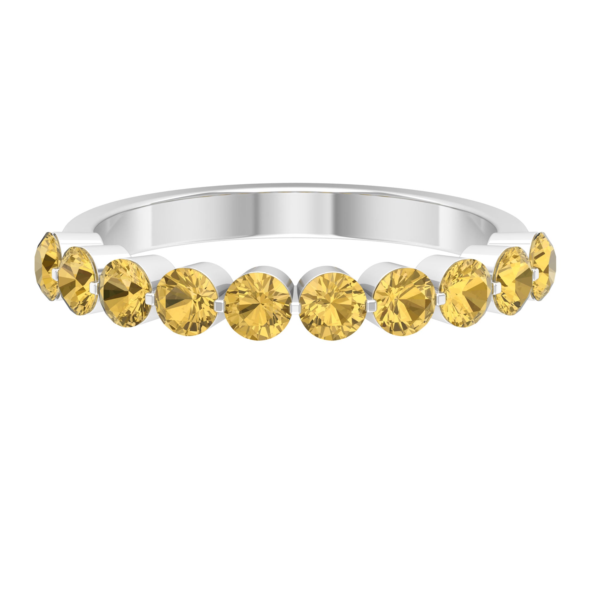 Simple Round Citrine Half Eternity Band Ring
