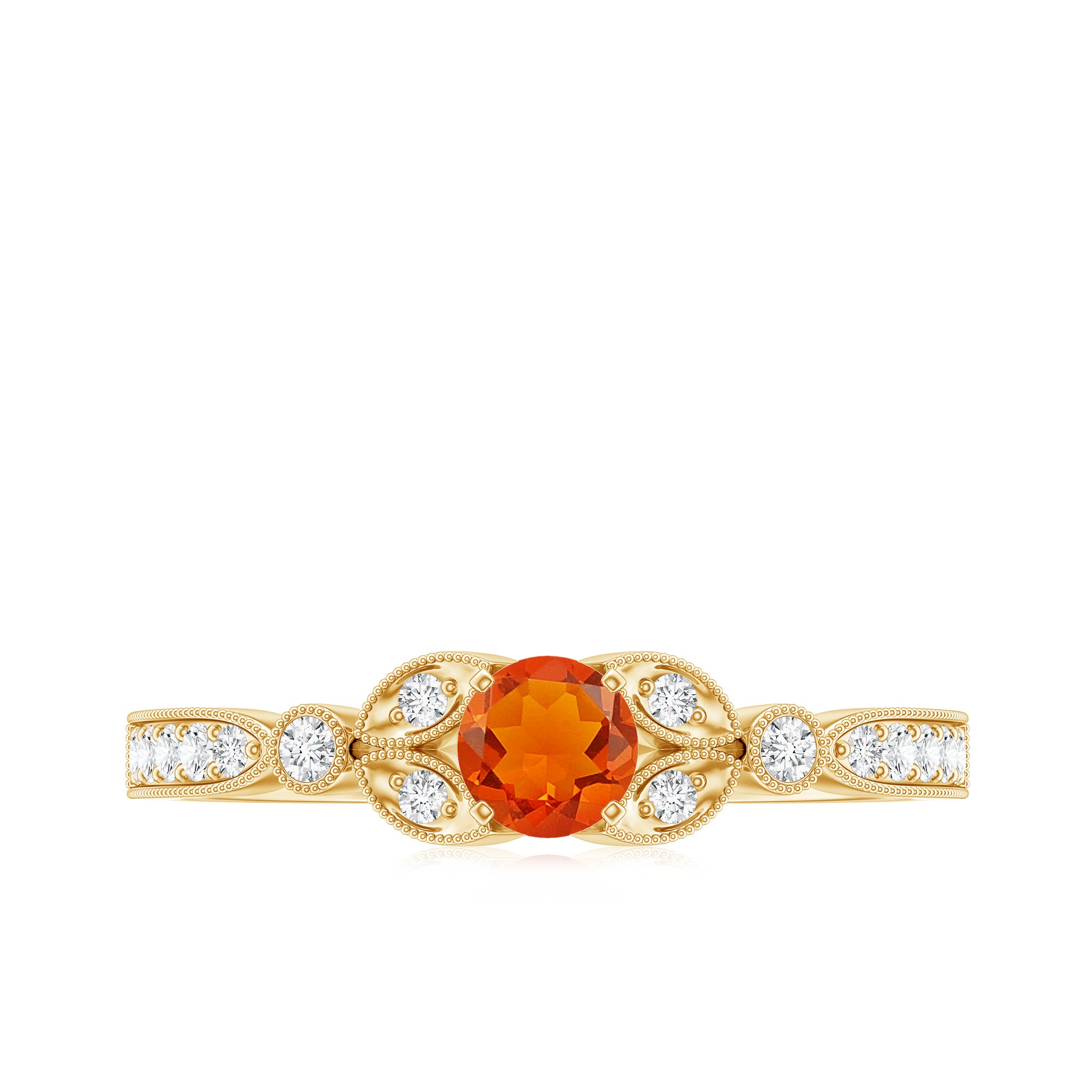 Minimal Fire Opal and Diamond Promise Ring AAA - Rosec Jewels
