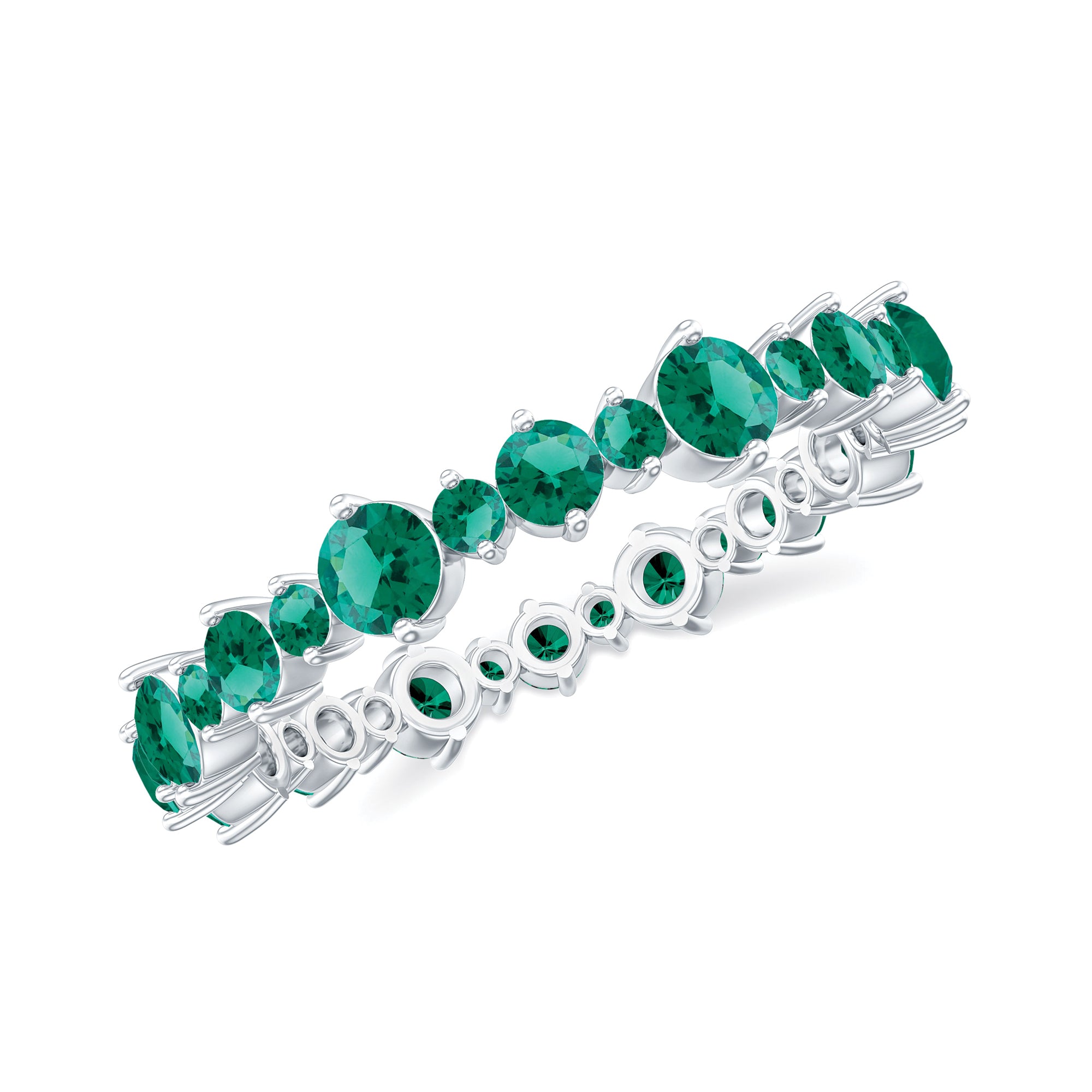Lab Grown Emerald Full Eternity Wedding Anniversary Ring with Certificate
