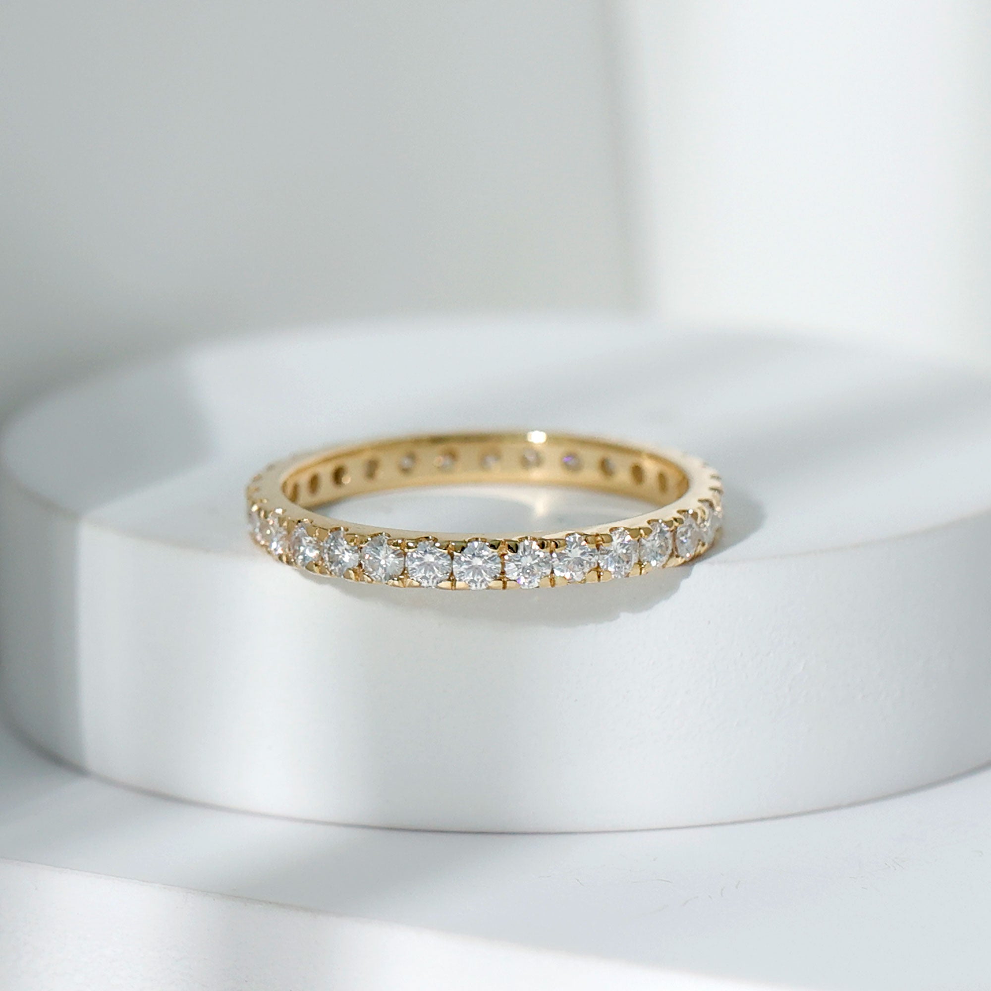 Certified French Pave Set Moissanite Stackable Full Eternity Ring D-VS1 - Rosec Jewels