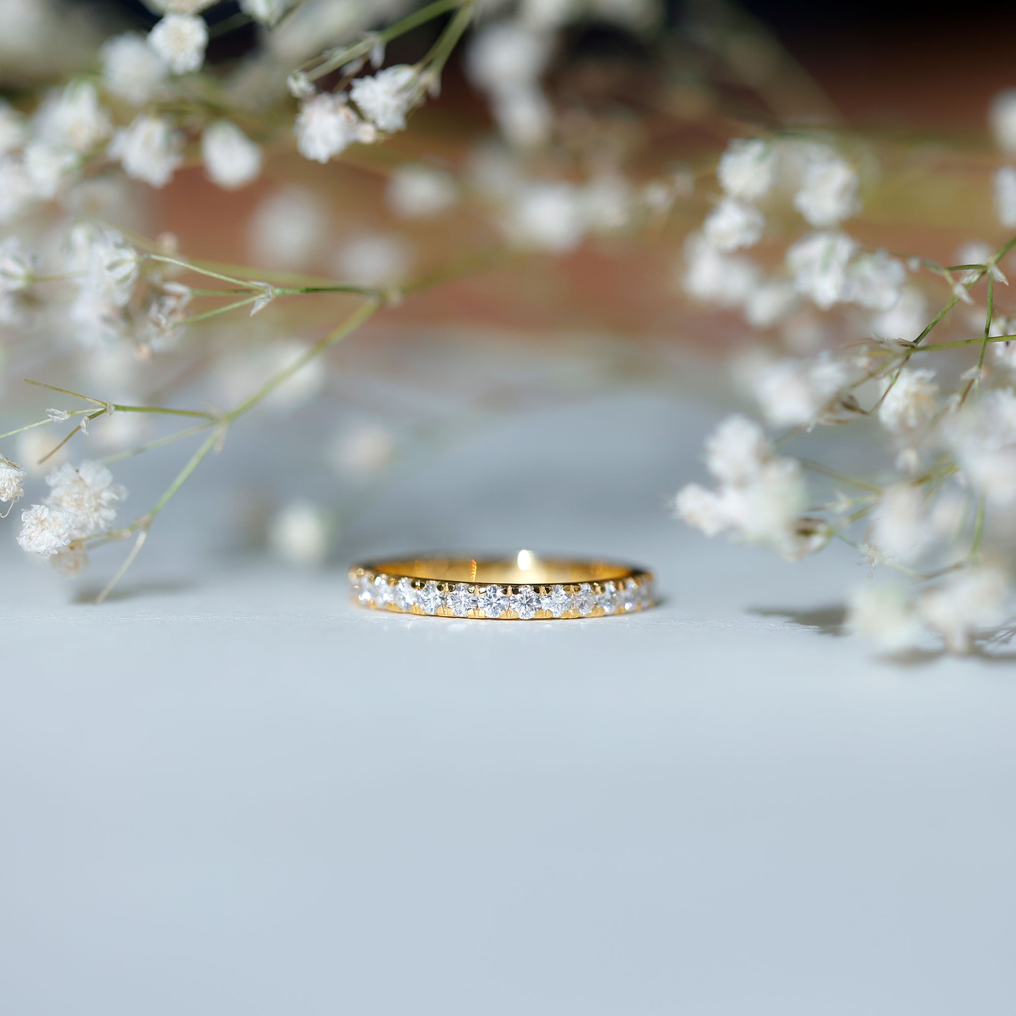 Certified French Pave Set Moissanite Stackable Full Eternity Ring D-VS1 - Rosec Jewels