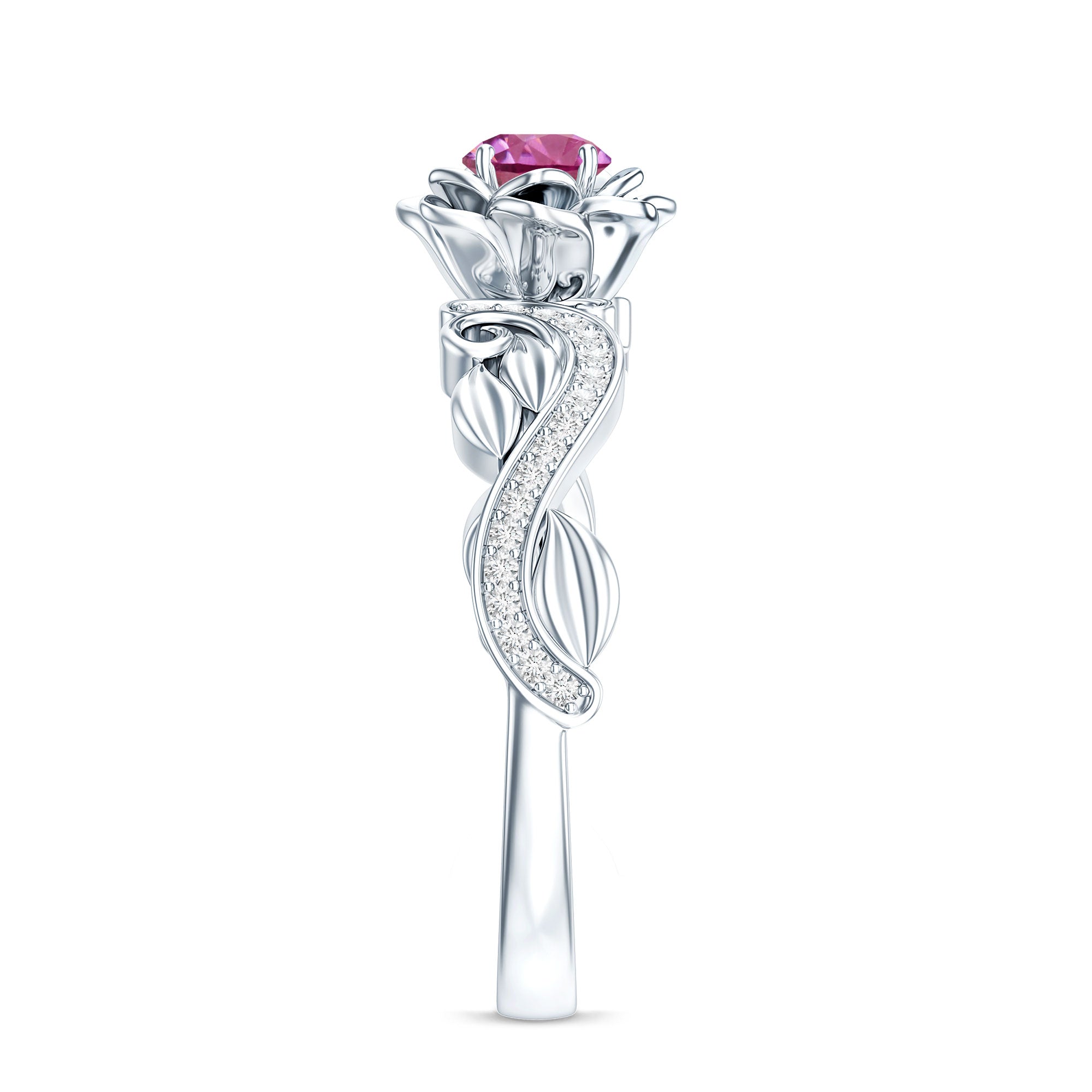 Rosec Jewels-Nature Inspired Pink Tourmaline and Diamond Engagement Ring