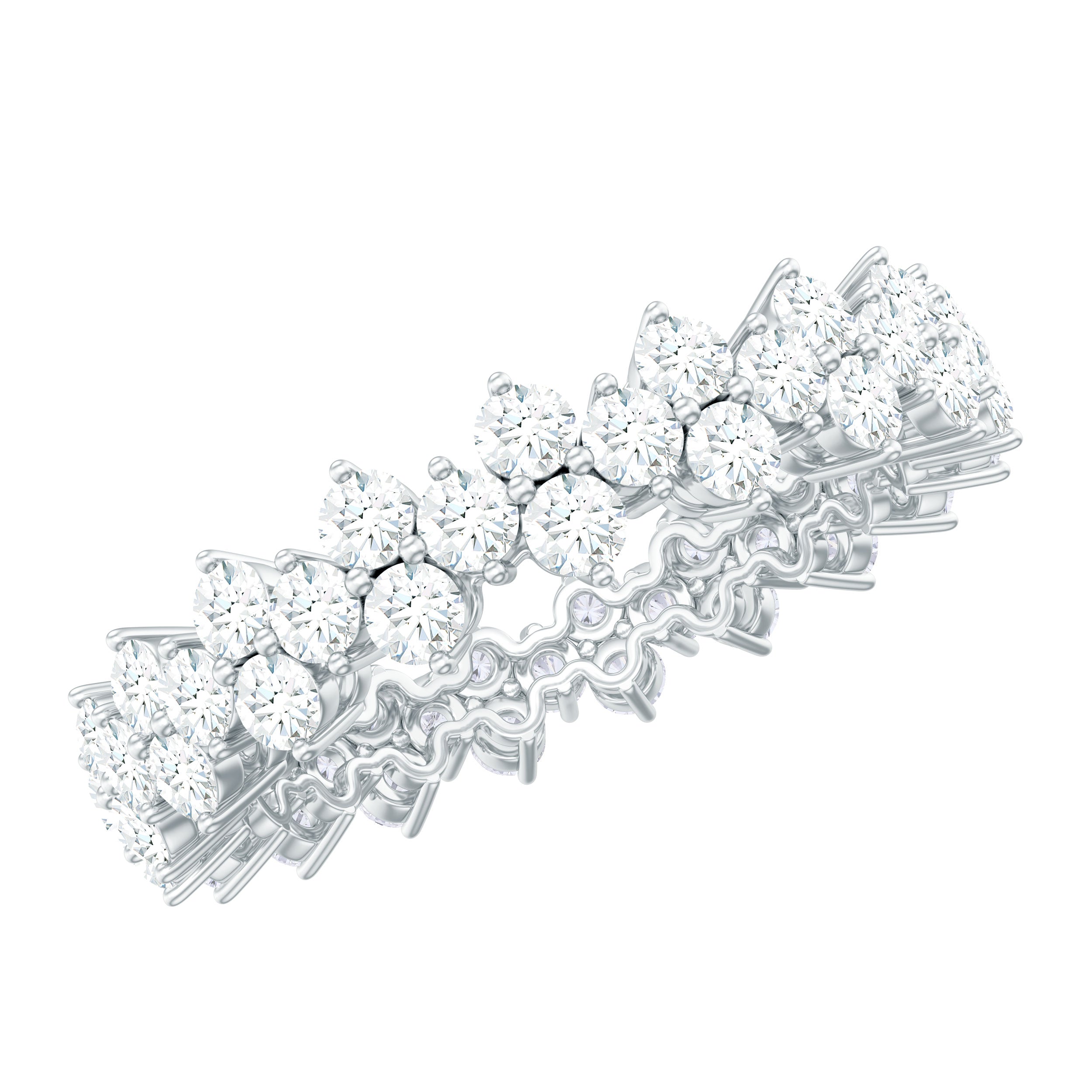 Cluster Wedding Band for Women with Moissanite