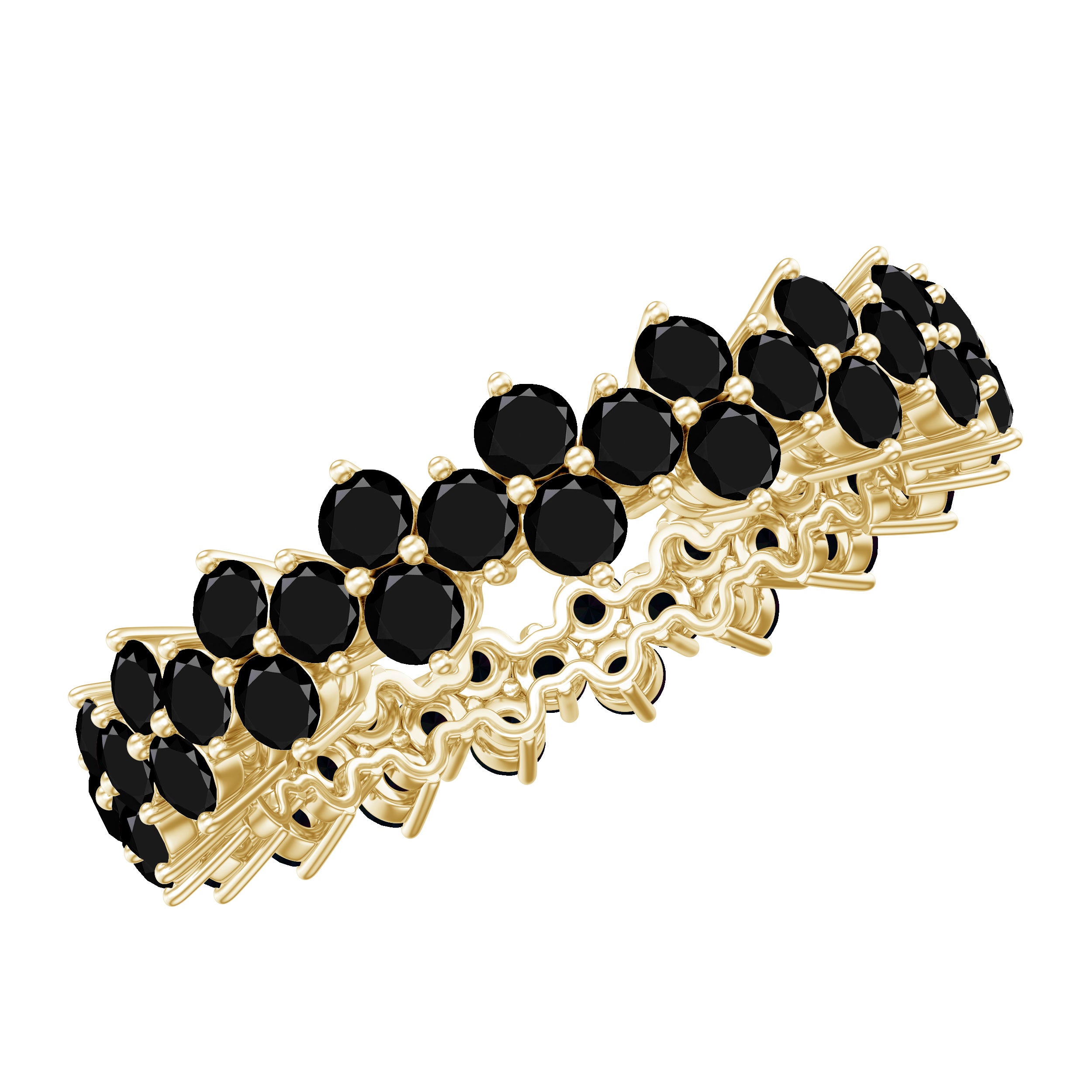 Natural Black Spinel Cluster Eternity Ring in Prong Setting AAA - Rosec Jewels
