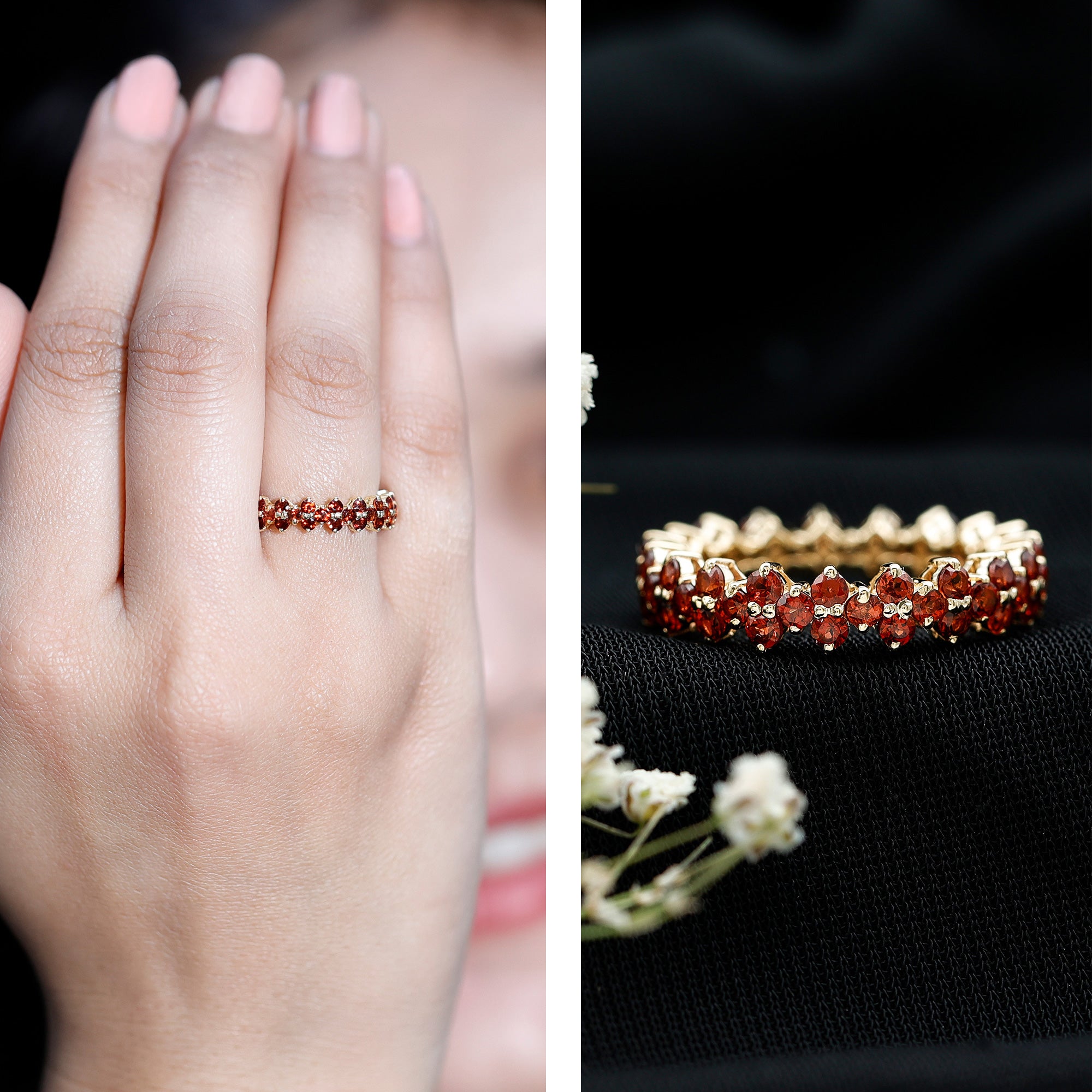 Natural Garnet Eternity Band for Anniversary AAA - Rosec Jewels