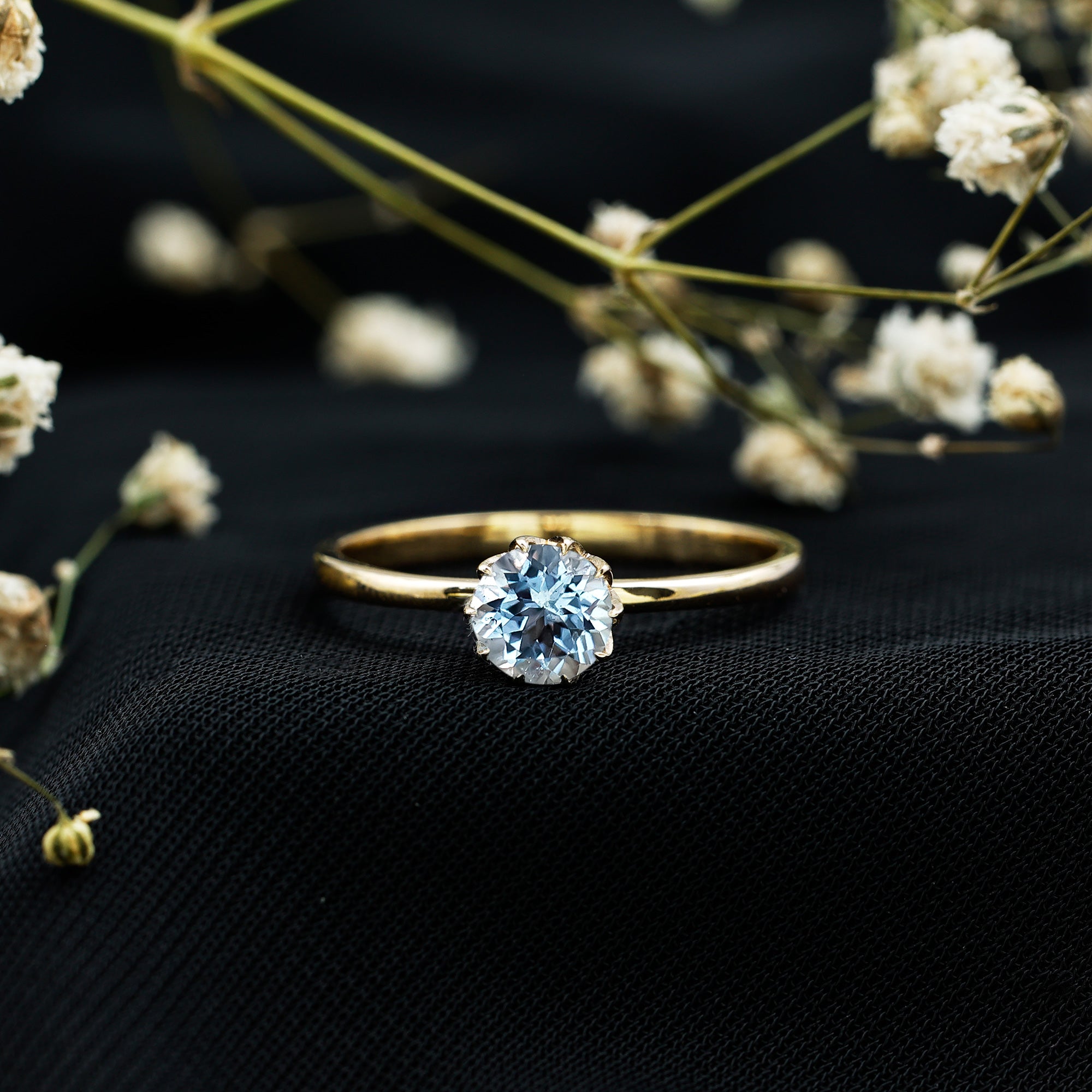 6MM Round Cut Aquamarine Solitaire Engagement Ring AAA - Rosec Jewels