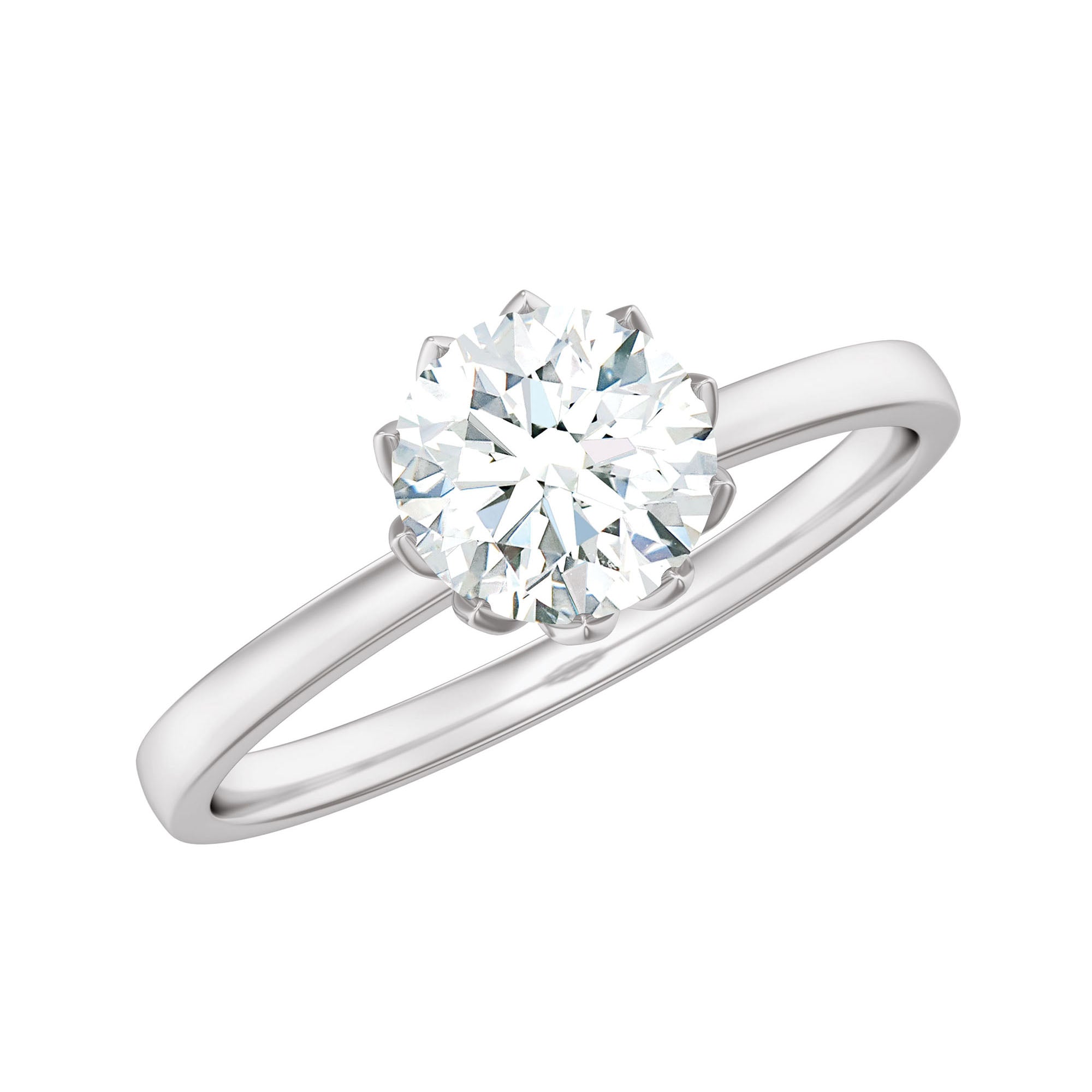 1 CT Moissanite Solitaire Ring in Lotus Basket Setting