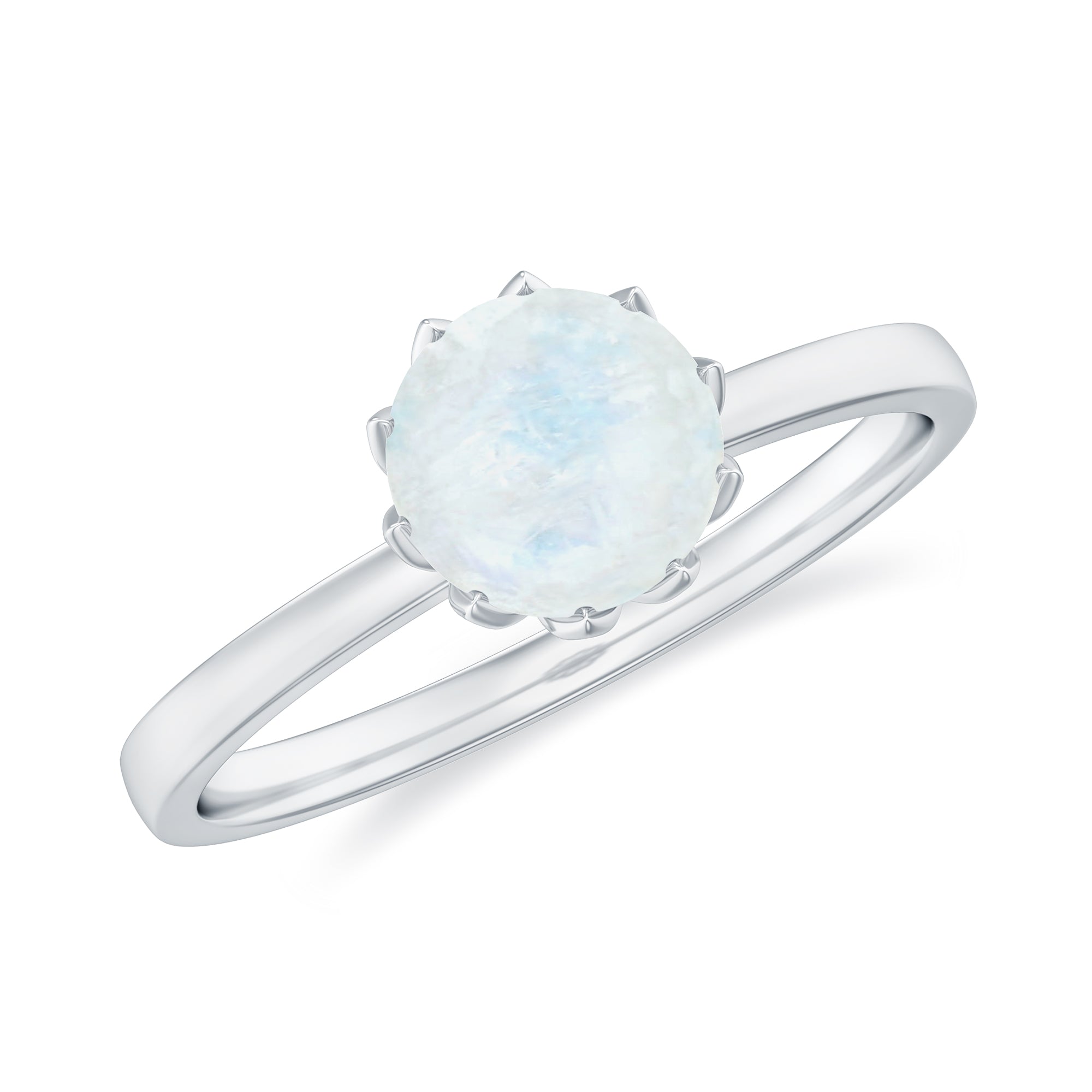 Natural Moonstone Solitaire Ring in Lotus Basket Setting