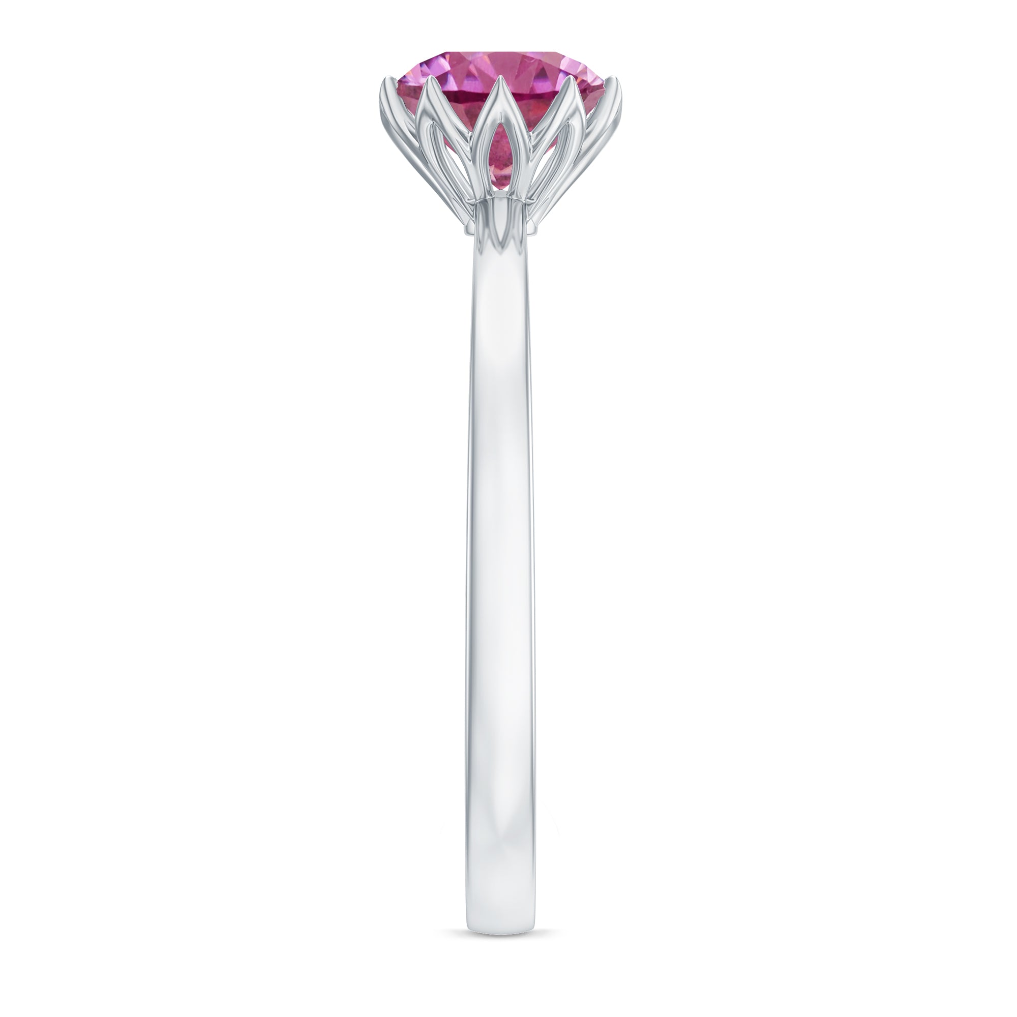 1.2 Carat Natural Pink Tourmaline Solitaire Ring in Lotus Basket Setting AAA - Rosec Jewels