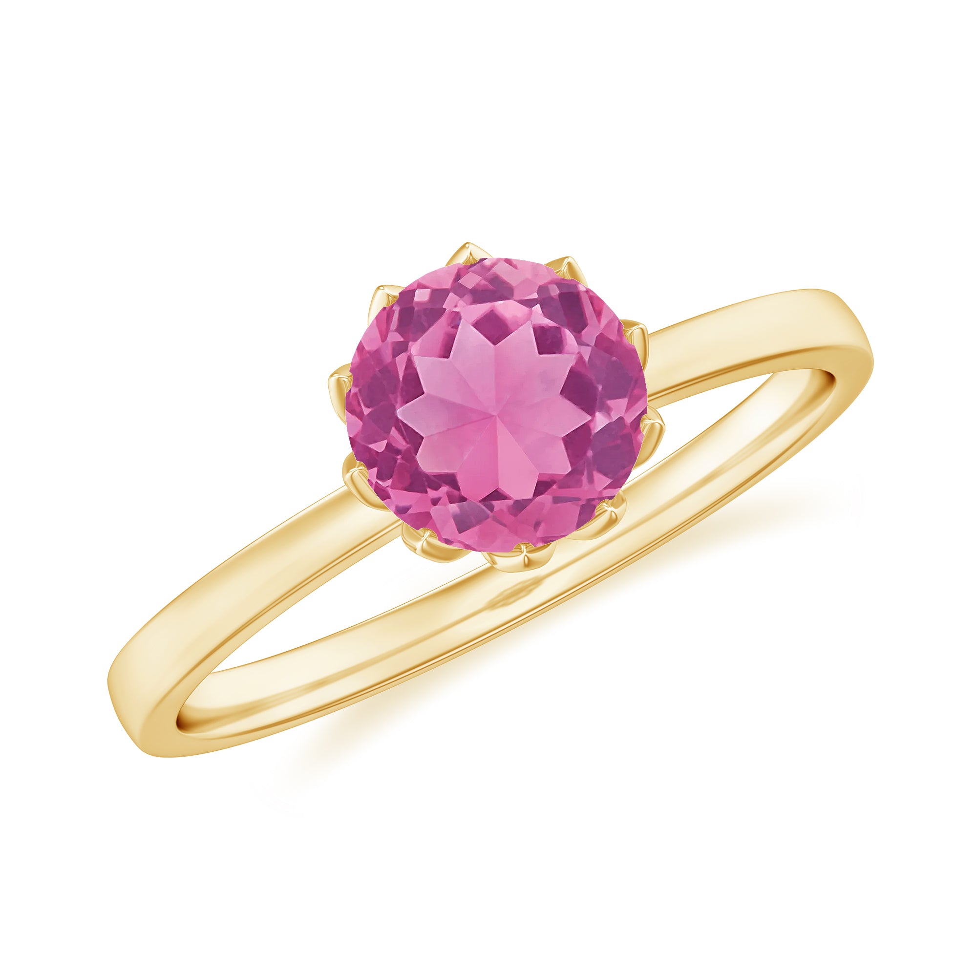 1.2 Carat Natural Pink Tourmaline Solitaire Ring in Lotus Basket Setting AAA - Rosec Jewels