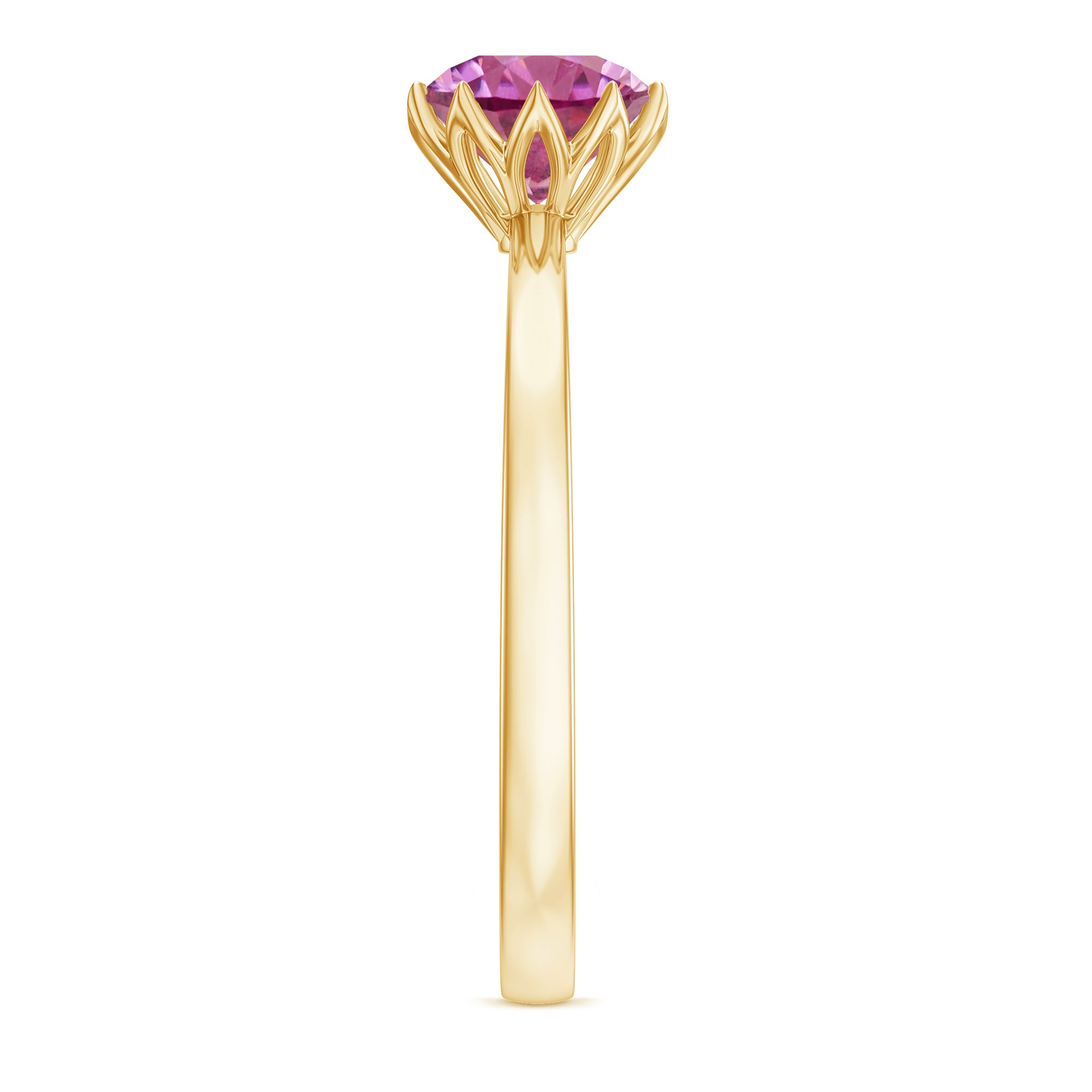 1.2 Carat Natural Pink Tourmaline Solitaire Ring in Lotus Basket Setting AAA - Rosec Jewels